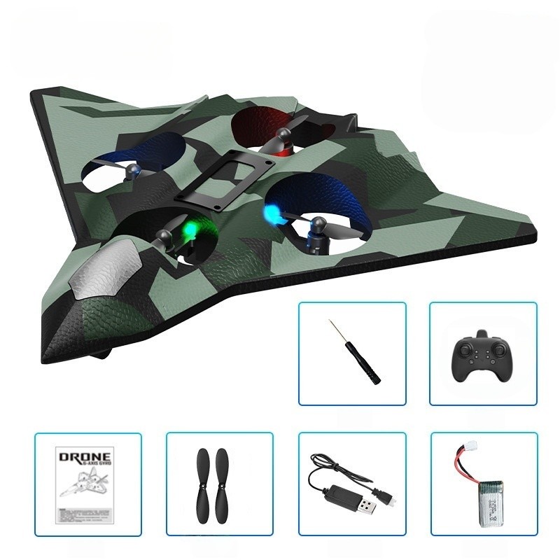 Jucarie Aeronava de Lupta, Flippy, Rezistent, Incarcare USB, cu Telecomanda, Model Verde Army