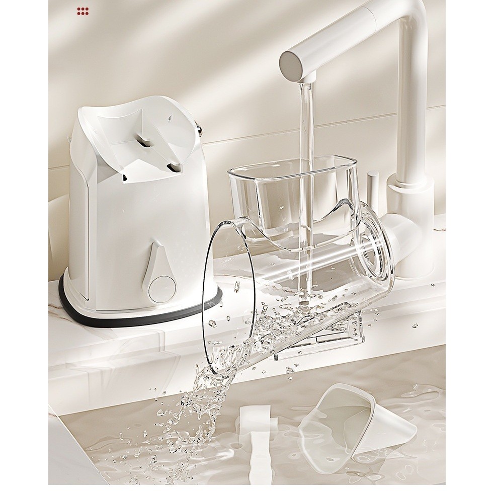 Razatoare Manuala, Flippy, Rotativa cu Manivela, 6 Lame Interschimbabile, Anti-Stropire, 27 x 13 x 13 cm, Alb