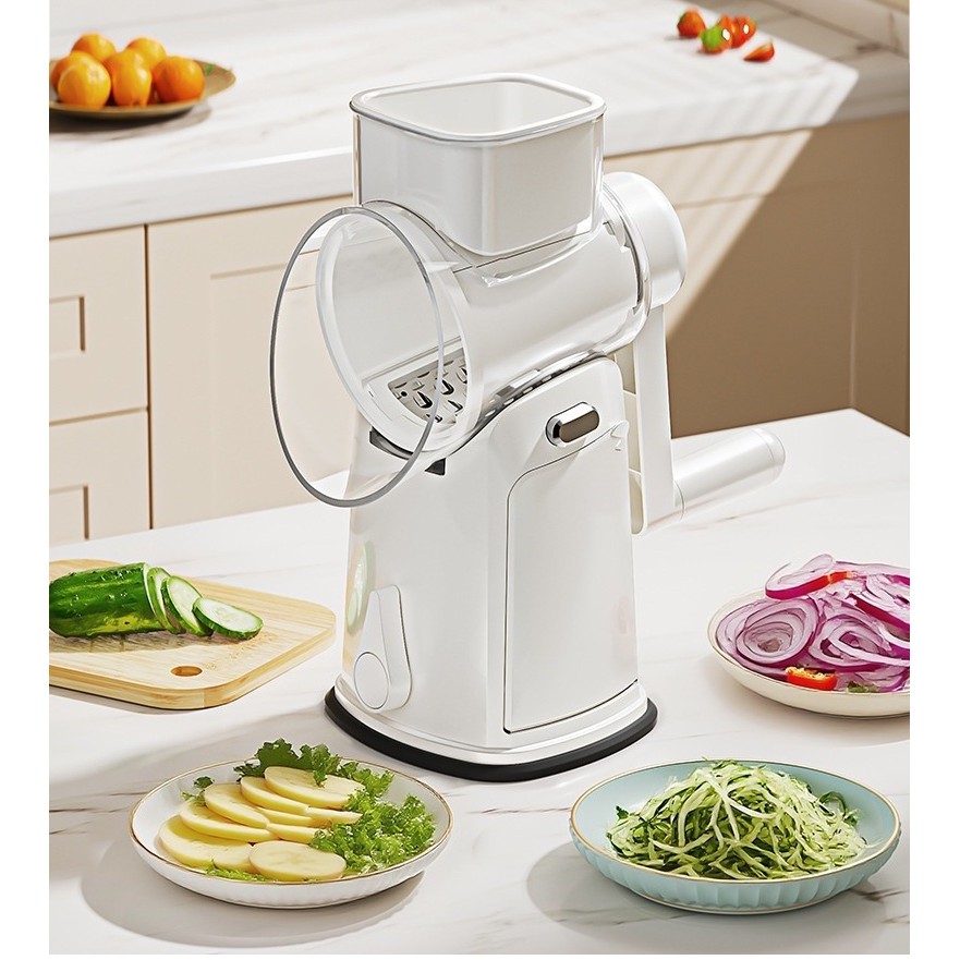 Razatoare Manuala, Flippy, Rotativa cu Manivela, 10 Lame Interschimbabile, Anti-Stropire, 27 x 13 x 13 cm, Alb