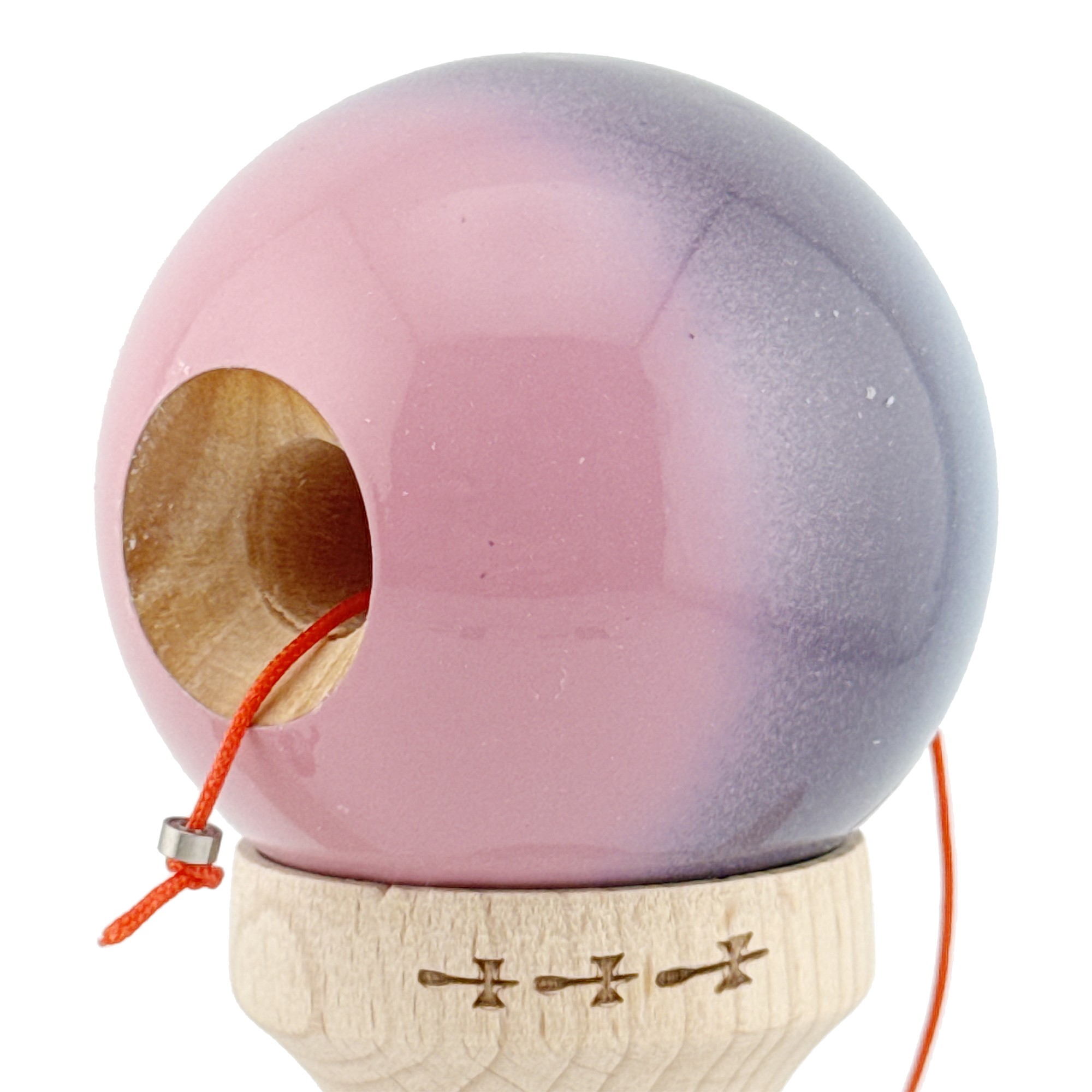 Kendama X Originala, Profesionala, Flippy, Big Cups V2, Super Sticky Cupe Mari, Rulment Metalic cu Ata 55 cm, Albastru Deschis/Mov/Roz