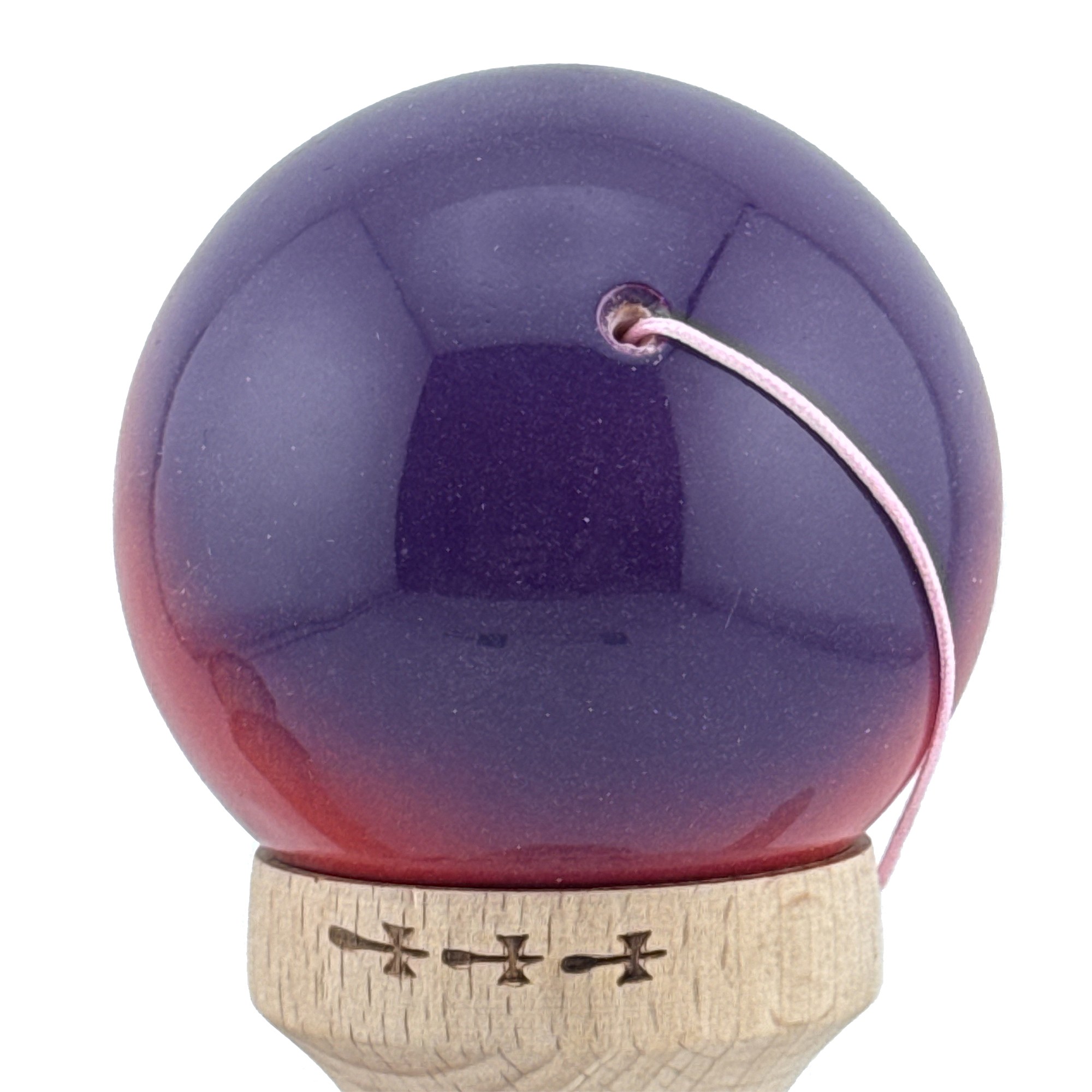 Kendama X Originala, Profesionala, Flippy, Big Cups V2, Super Sticky Cupe Mari, Rulment Metalic cu Ata 55 cm, Mov/Rosu/Negru