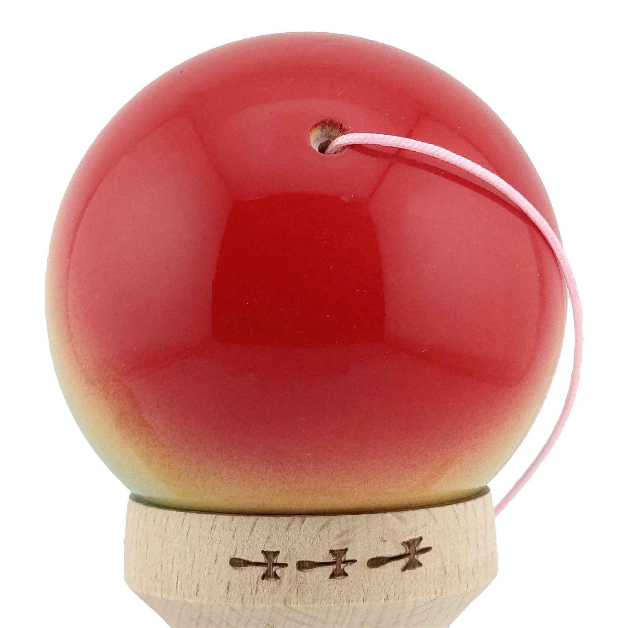 Kendama X Originala, Profesionala, Flippy, Big Cups V2, Super Sticky Cupe Mari, Rulment Metalic cu Ata 55 cm, Rosu/Galben/Albastru