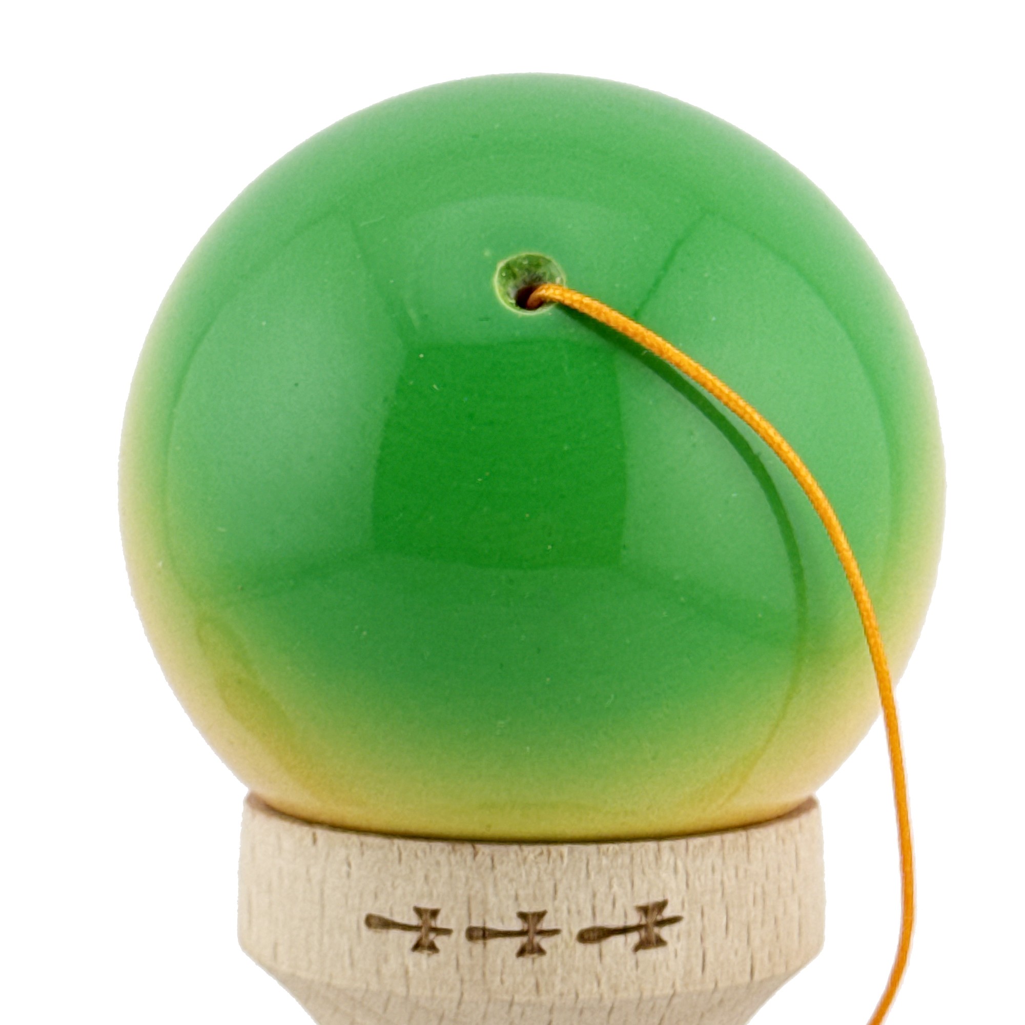 Kendama X Originala, Profesionala, Flippy, Big Cups V2, Super Sticky Cupe Mari, Rulment Metalic cu Ata 55 cm, Verde/Galben/Rosu