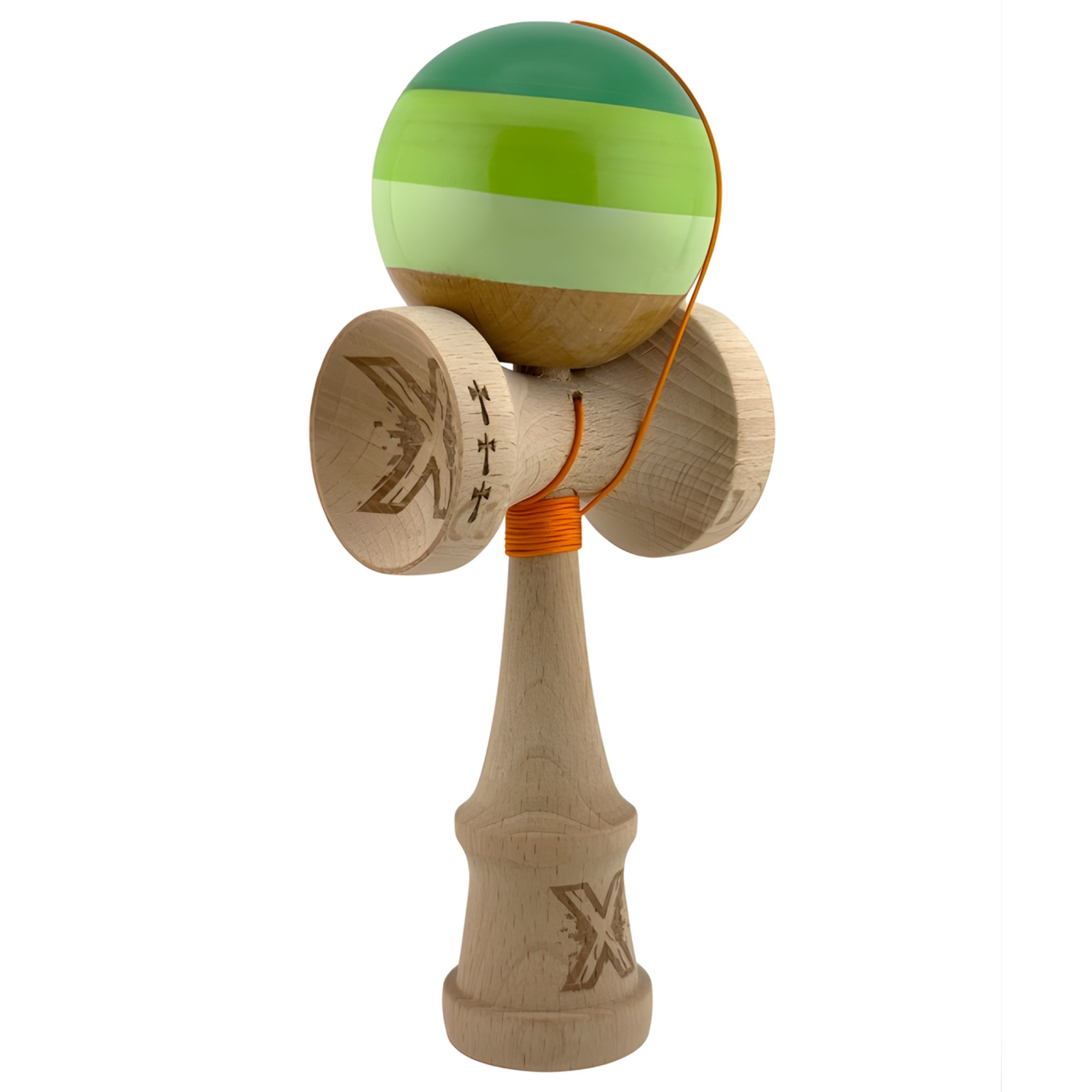 Kendama X Originala, Profesionala, Flippy, Big Cups V2, Super Sticky Legendary Cupe Mari, Rulment Metalic cu Ata 55 cm, Verde Mix