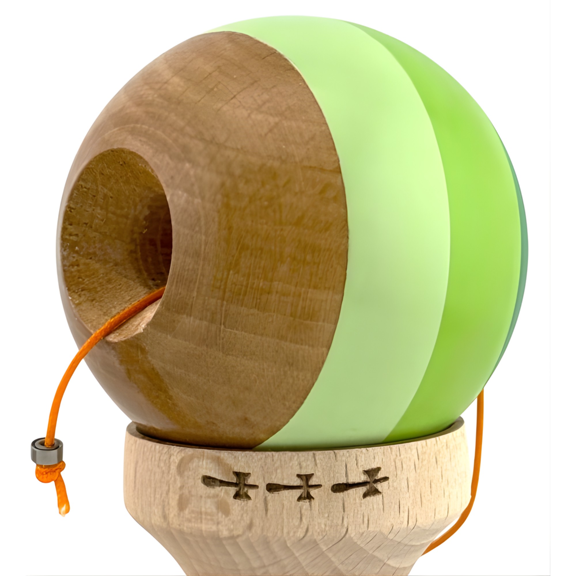 Kendama X Originala, Profesionala, Flippy, Big Cups V2, Super Sticky Legendary Cupe Mari, Rulment Metalic cu Ata 55 cm, Verde Mix