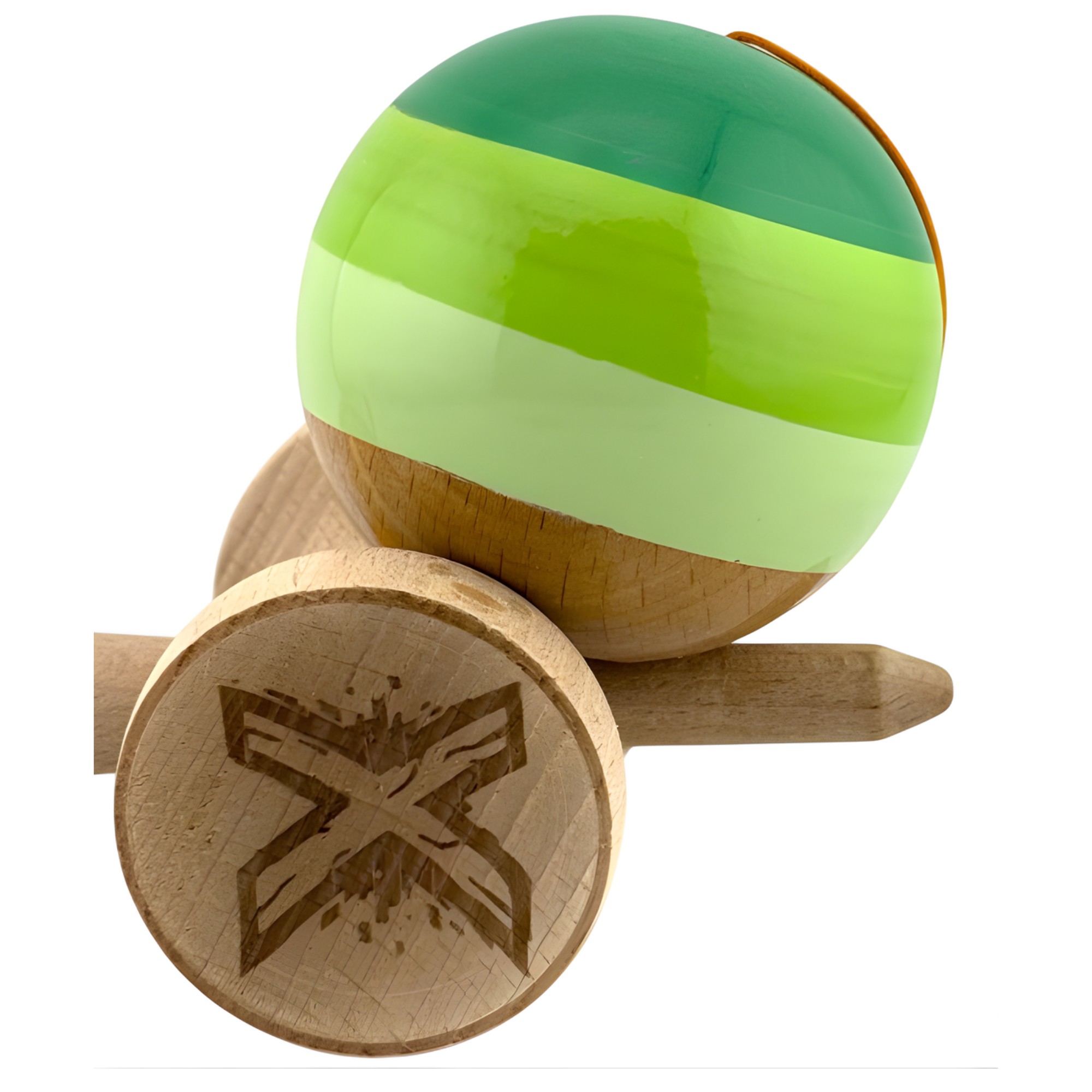 Kendama X Originala, Profesionala, Flippy, Big Cups V2, Super Sticky Legendary Cupe Mari, Rulment Metalic cu Ata 55 cm, Verde Mix