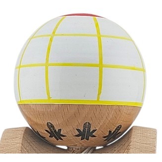 Kendama X Originala, Profesionala, Flippy Big Cups, din Lemn, Super Sticky Legendary, 18 cm, Alb/Galben/Rosu