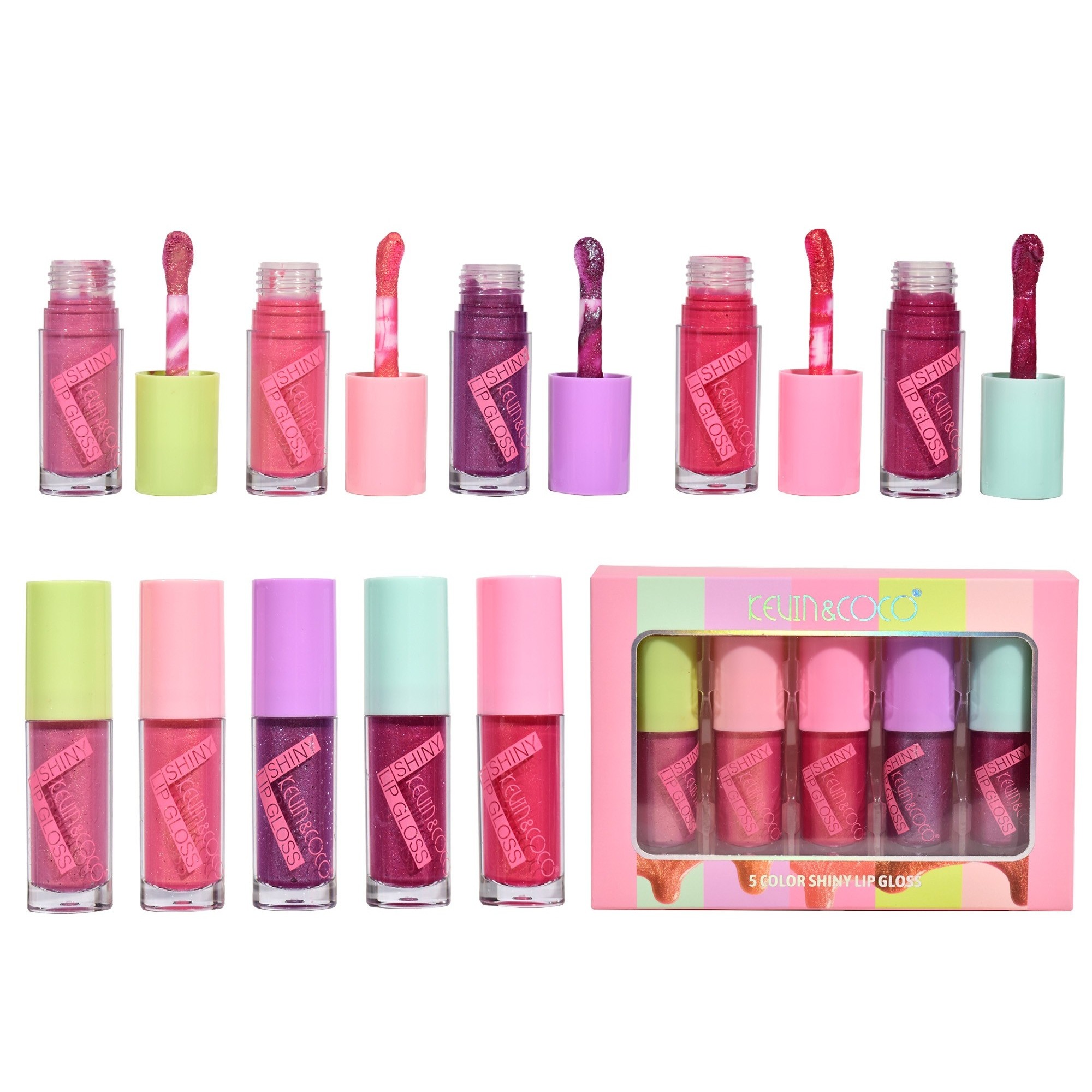 Set 5 Rujuri, Kevin Coco, Dreamy Pink, Lip-Gloss, Sidefate, Multicolor