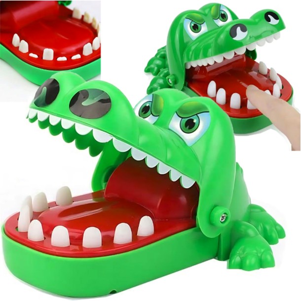 Jucarie interactiva Crocodil Dentist, Flippy, Joc de Grup/Familie, 11 Dinti, Small 15 x 10 x 7.5 cm, Verde
