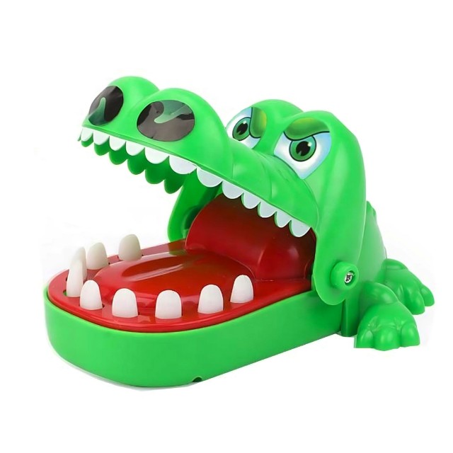 Jucarii, Copii & Bebe - Jucarie interactiva Crocodil Dentist, Flippy, Joc de Grup/Familie, 11 Dinti, Small 15 x 10 x 7.5 cm, Verde