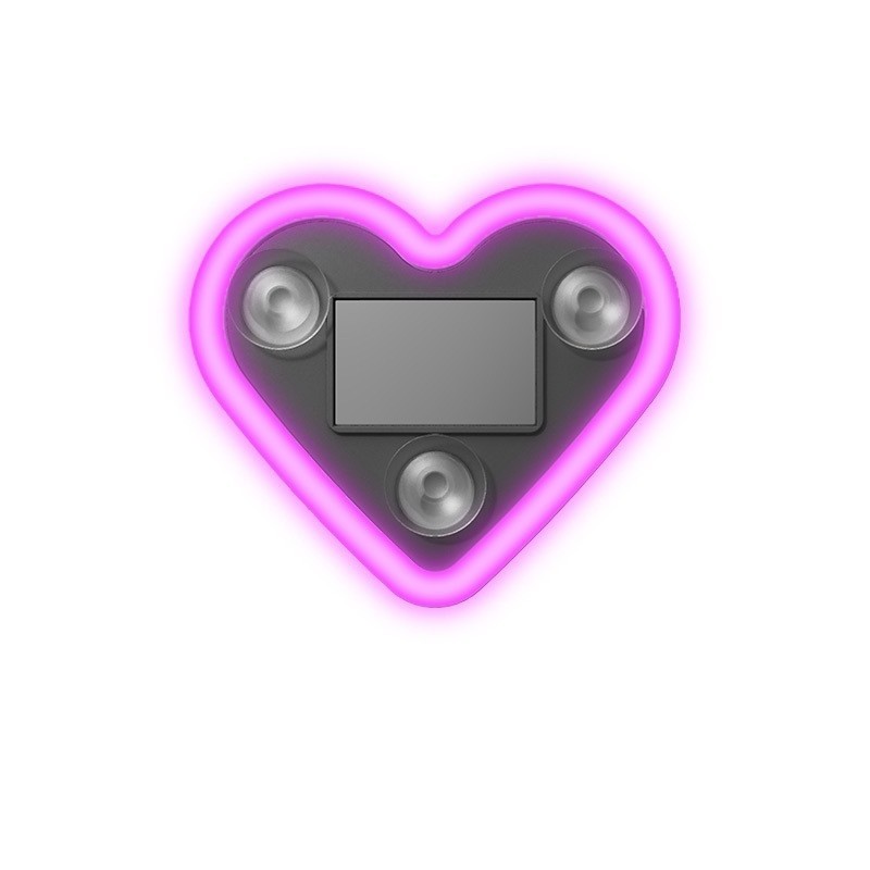 Lumina Auto Ambientala, Flippy, Model Inima, Incarcare Solara/USB, Afisaj Baterie, 9.7 x 8.4 x 1.6 cm, Roz