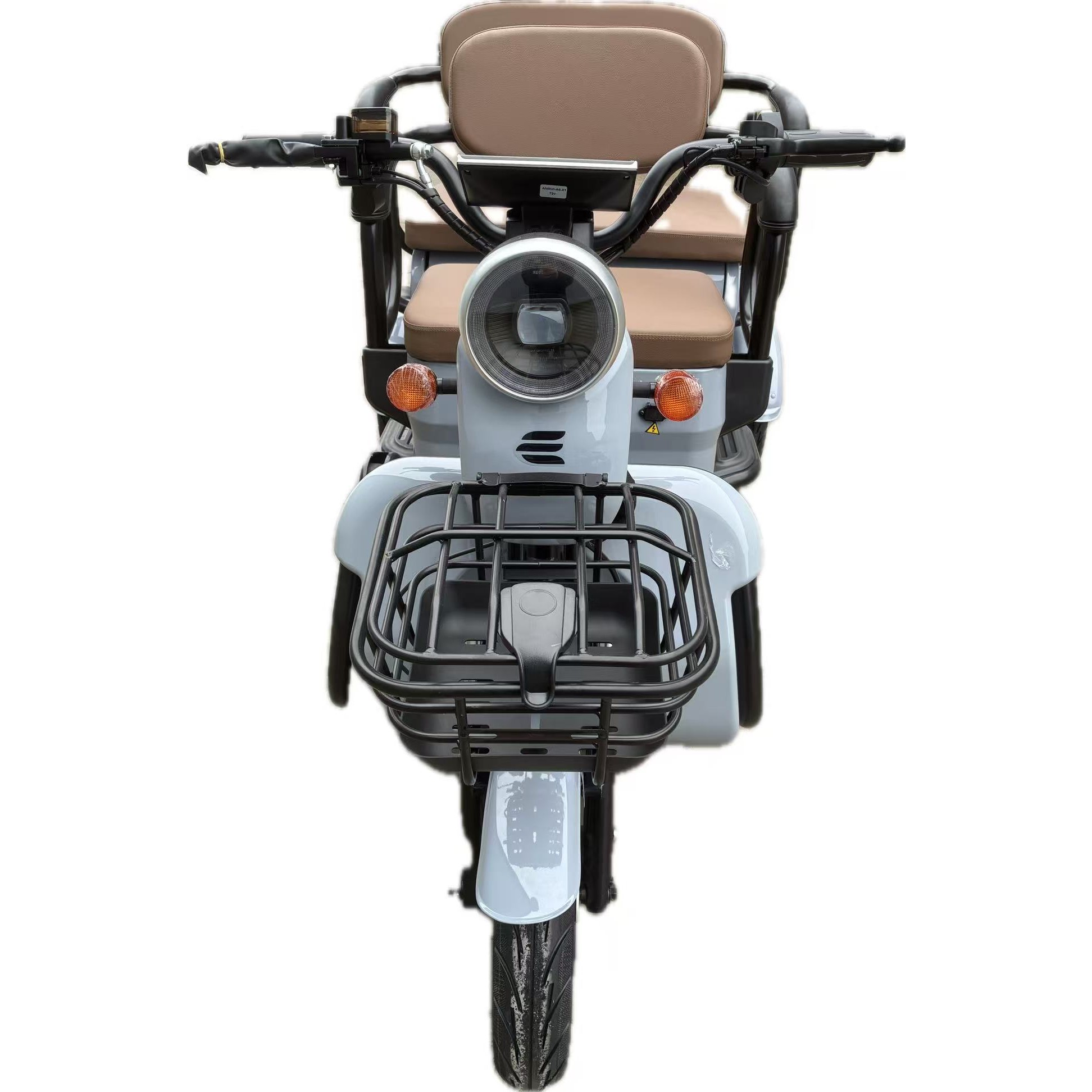 Triciclu Electric V6, Saige, Fara Permis, cu Doua Locuri, Motor 1800W, Baterie 72V24Ah, Autonomie 60km, 220x88x105 cm, Viteza Maxima 25km/h, Gri