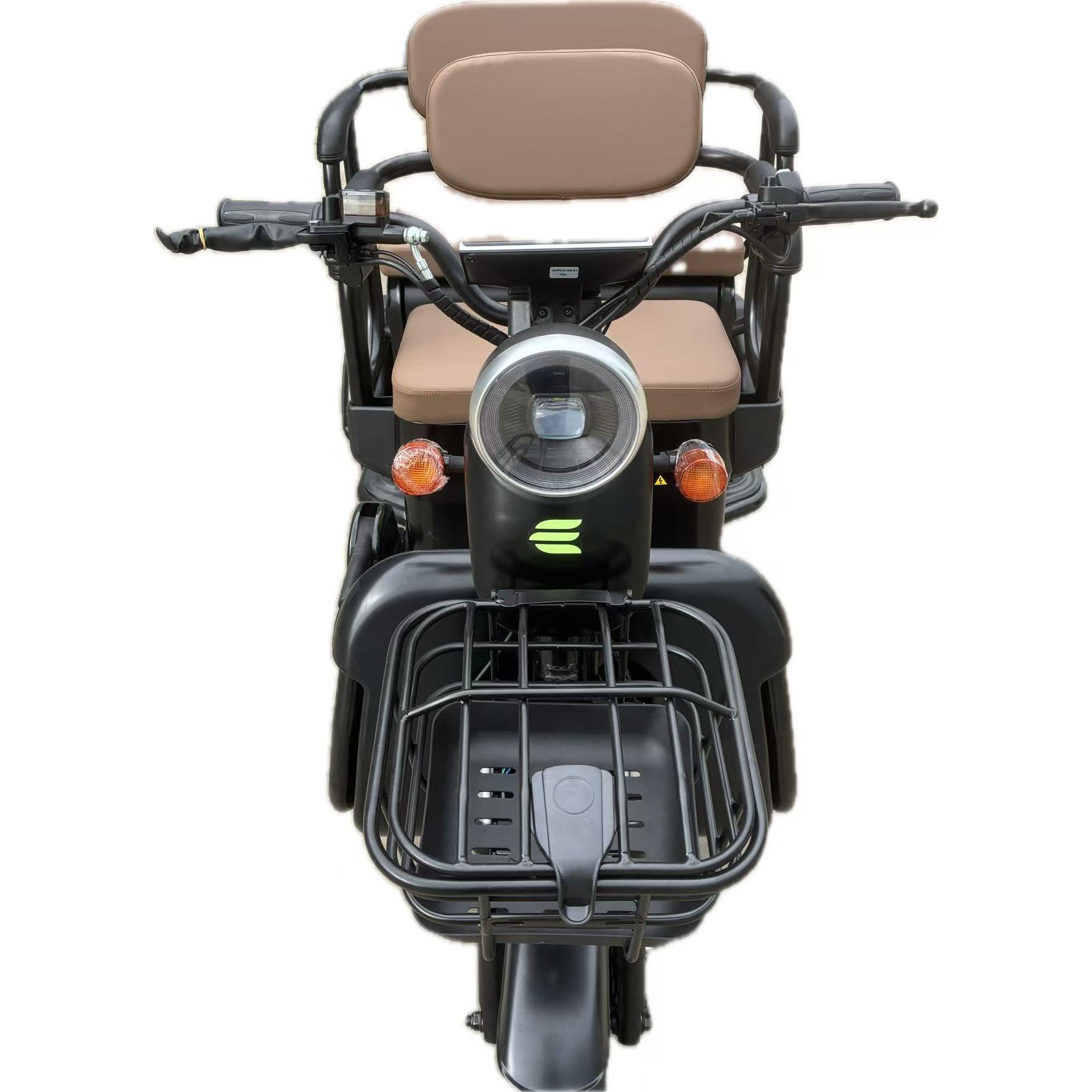 Triciclu Electric V6, Saige, Fara Permis, cu Doua Locuri, Motor 1800W, Baterie 72V24Ah, Autonomie 60km, 220x88x105 cm, Viteza Maxima 25km/h, Negru