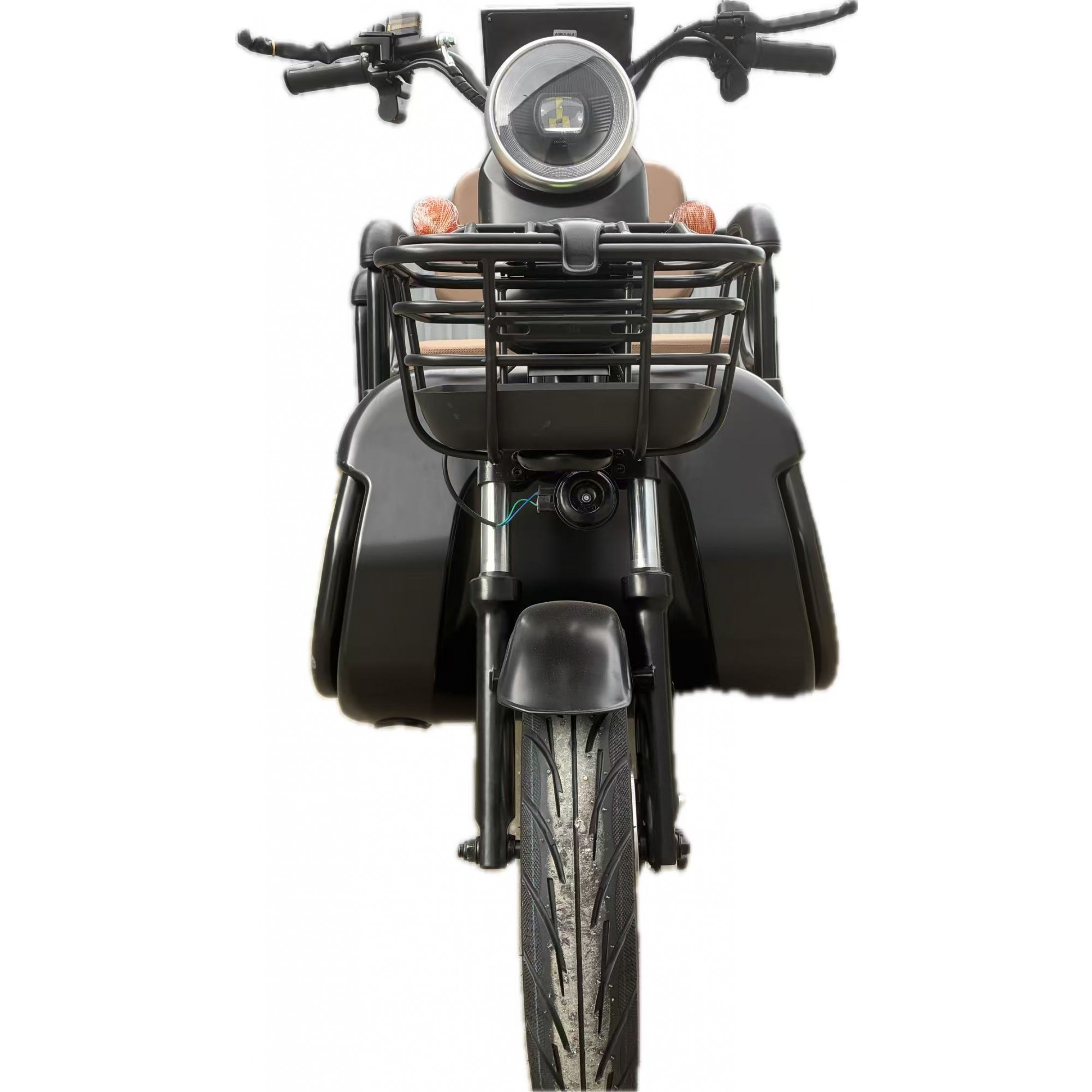 Triciclu Electric V6, Saige, Fara Permis, cu Doua Locuri, Motor 1800W, Baterie 72V24Ah, Autonomie 60km, 220x88x105 cm, Viteza Maxima 25km/h, Negru