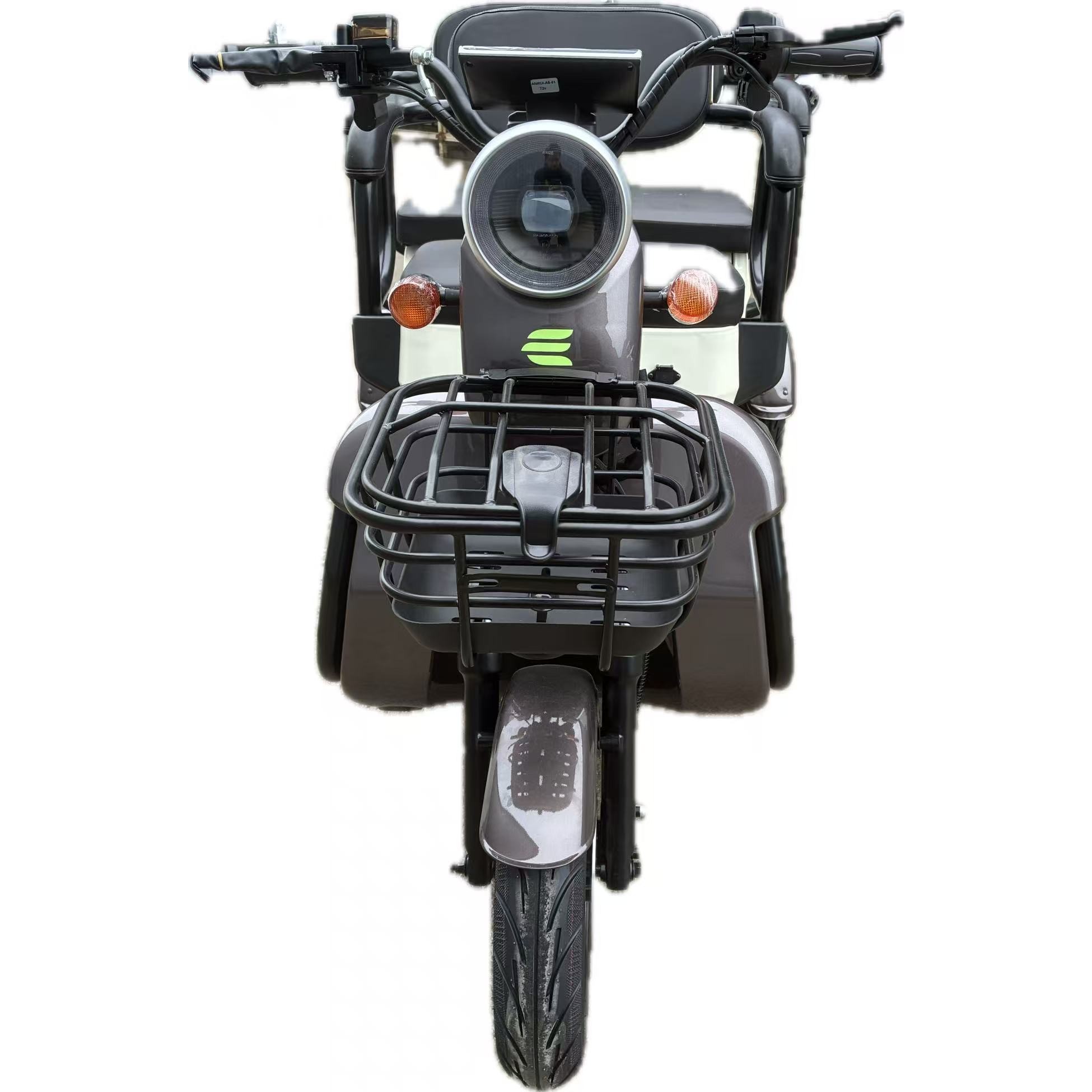 Triciclu Electric V6, Saige, Fara Permis, cu Doua Locuri, Motor 1800W, Baterie 72V24Ah, Autonomie 60km, 220x88x105 cm, Viteza Maxima 25km/h, Alb Coffee