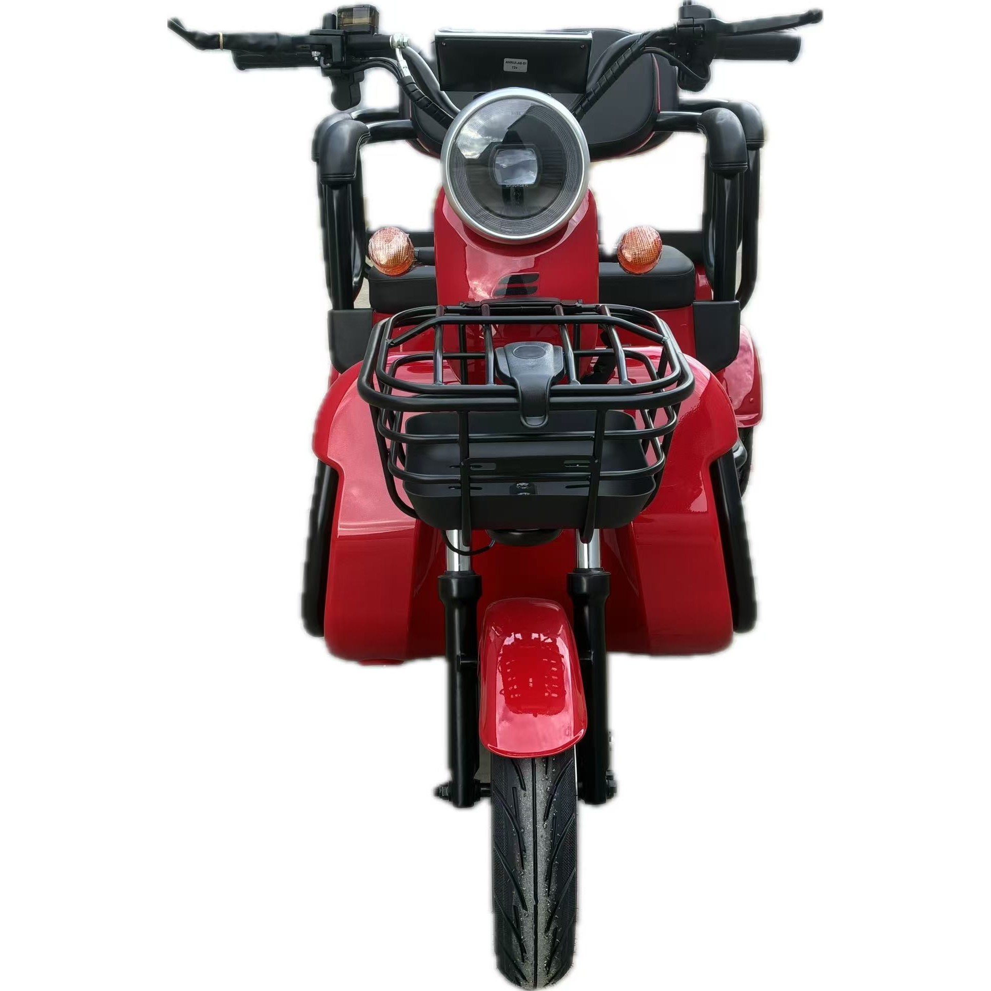 Triciclu Electric V6, Saige, Fara Permis, cu Doua Locuri, Motor 1800W, Baterie 72V24Ah, Autonomie 60km, 220x88x105 cm, Viteza Maxima 25km/h, Rosu