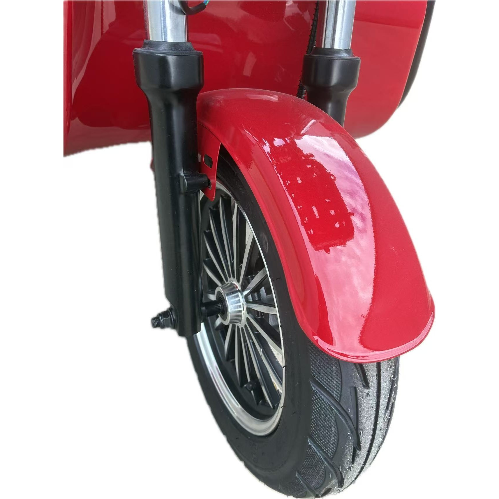 Triciclu Electric V6, Saige, Fara Permis, cu Doua Locuri, Motor 1800W, Baterie 72V24Ah, Autonomie 60km, 220x88x105 cm, Viteza Maxima 25km/h, Rosu