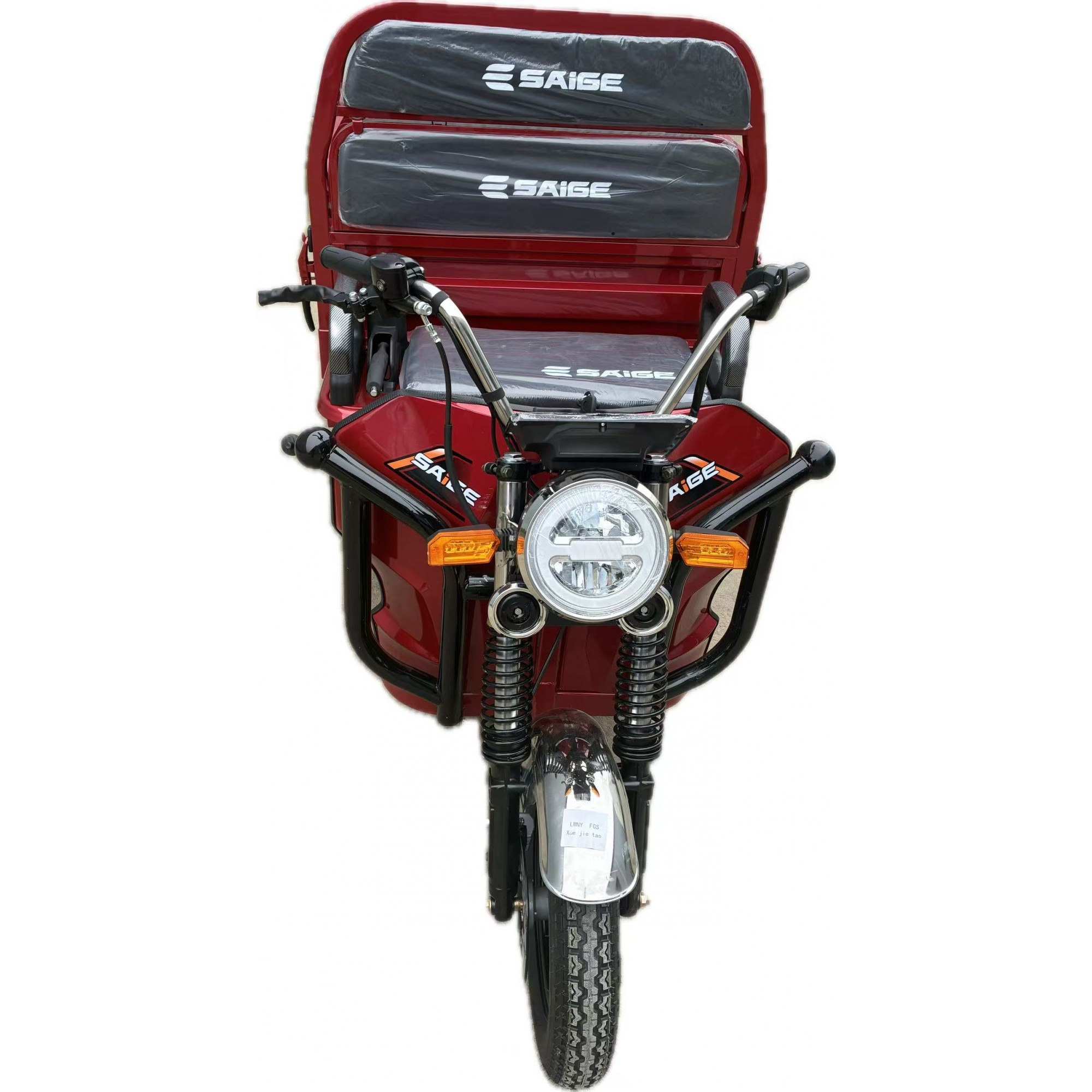Triciclu Electic de Marfa Chuanqi, Saige, Fara Permis, Motor 1600W, Baterie 72V32Ah, Autonomie 60km, 250x88x115 cm, Viteza Maxima 25km/h, Rosu