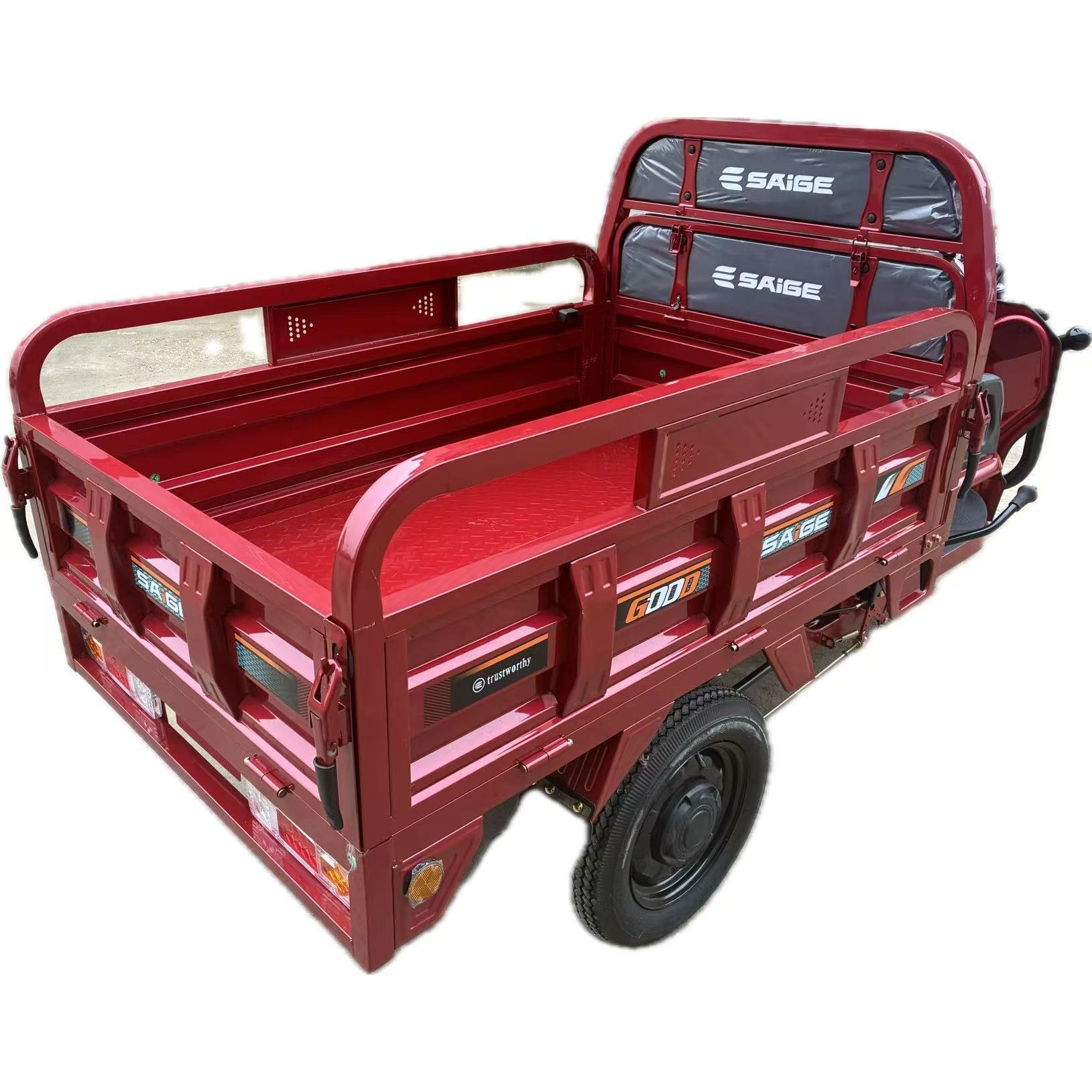 Triciclu Electic de Marfa Chuanqi, Saige, Fara Permis, Motor 1600W, Baterie 72V32Ah, Autonomie 60km, 250x88x115 cm, Viteza Maxima 25km/h, Rosu