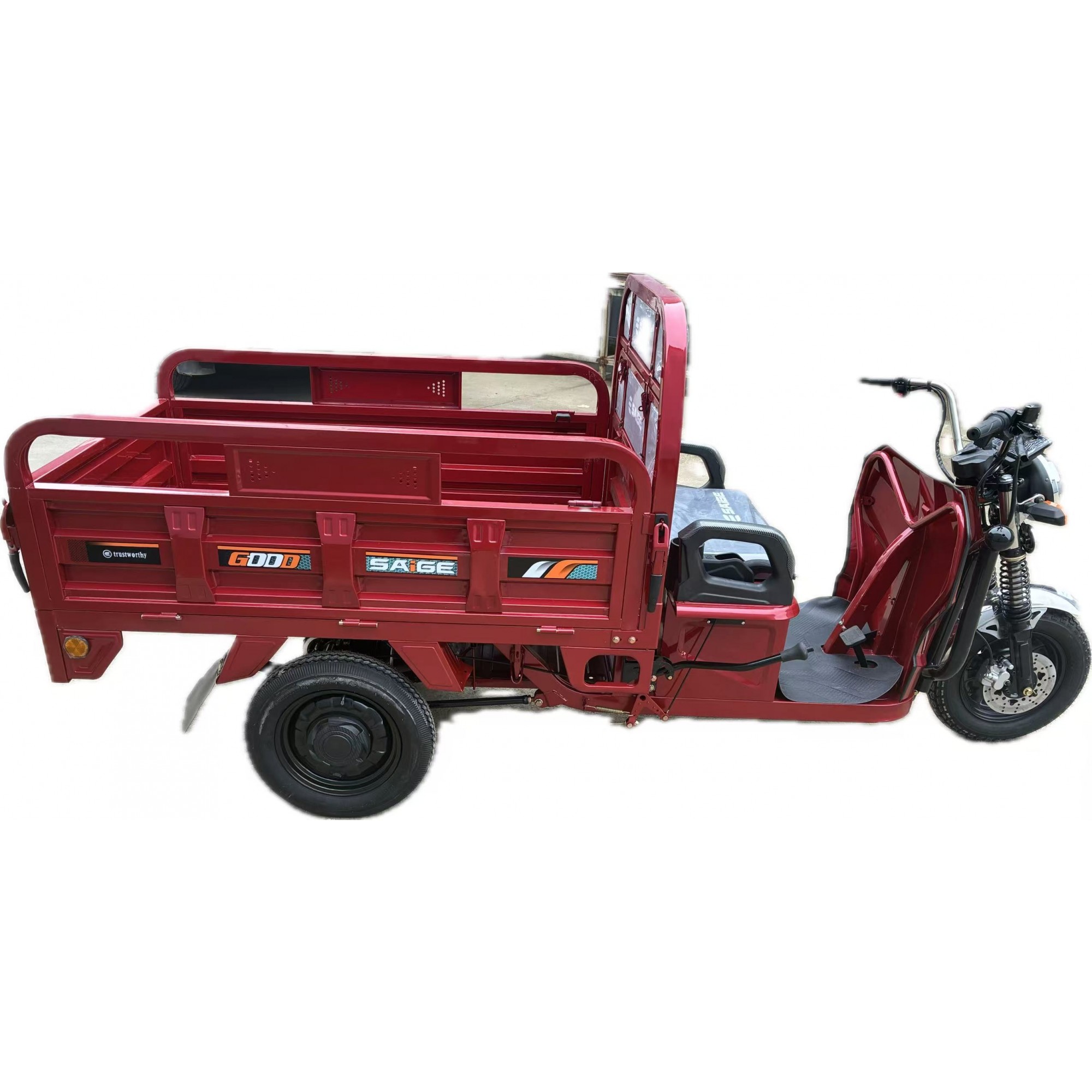 Triciclu Electic de Marfa Chuanqi, Saige, Fara Permis, Motor 1600W, Baterie 72V32Ah, Autonomie 60km, 250x88x115 cm, Viteza Maxima 25km/h, Rosu