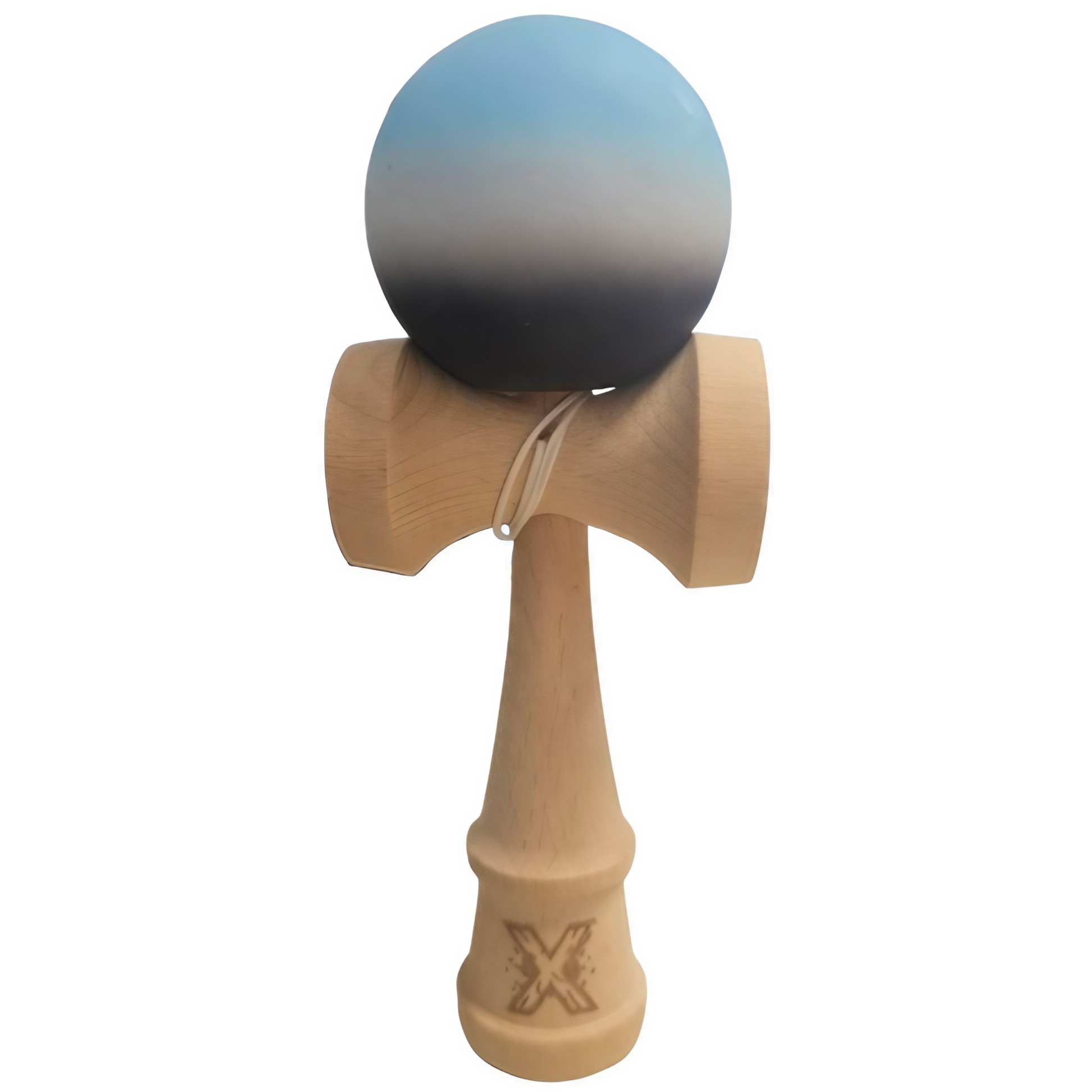 Kendama X Originala, Profesionala, Flippy, Rubber Grip, din Lemn, 18 cm, Albastru/Alb/Negru