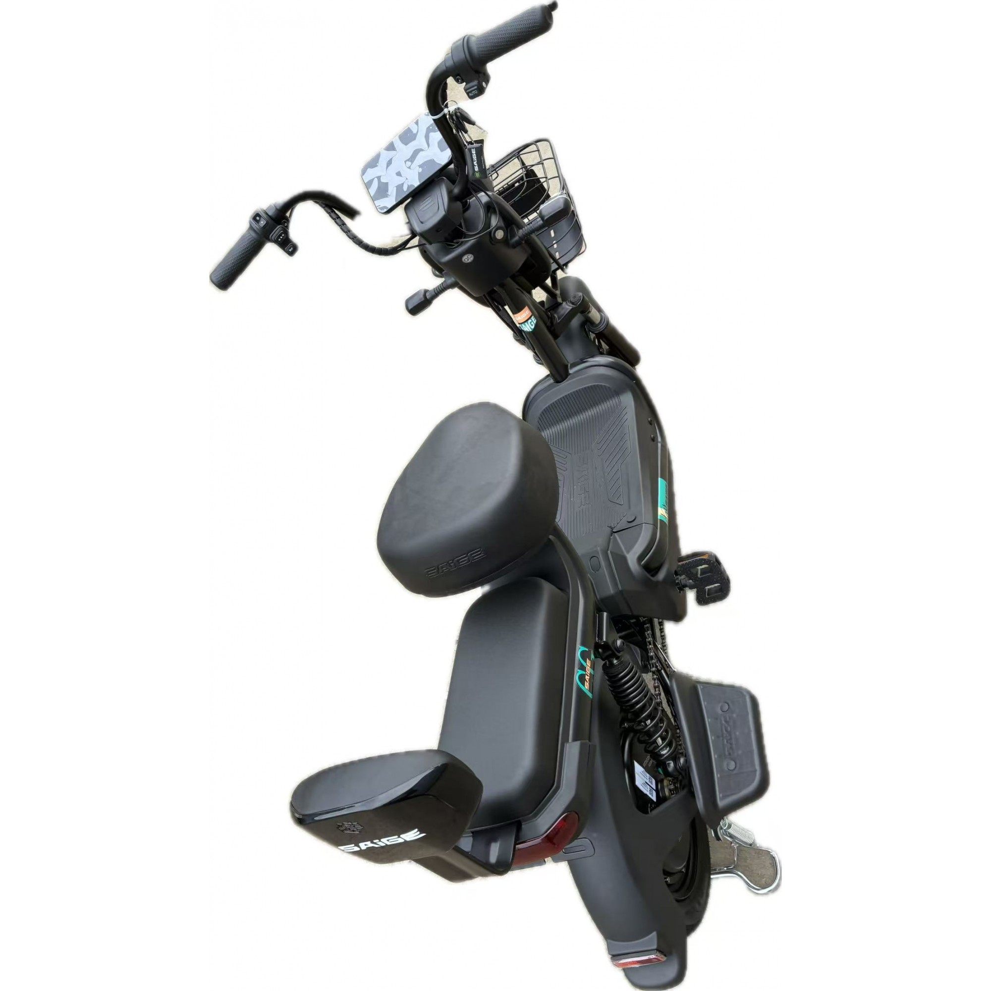 Scuter Electric KG, Saige, Fara Permis, Motor 500W, Baterie 48V20Ah, Autonomie 60km, 153x40x85 cm, Viteza Maxima 25km/h, Negru