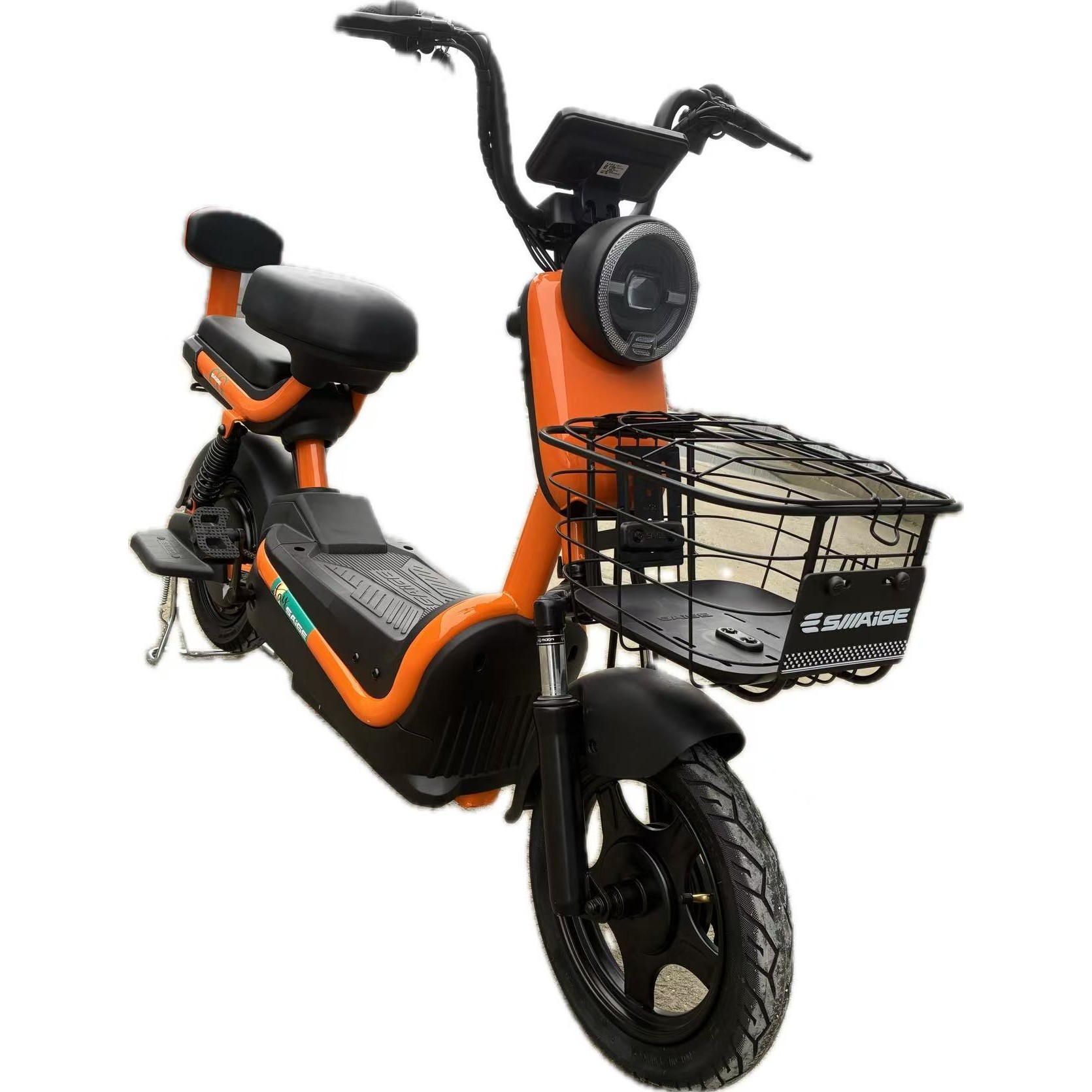 Scuter Electric KG, Saige, Fara Permis, Motor 500W, Baterie 48V20Ah, Autonomie 60km, 153x40x85 cm, Viteza Maxima 25km/h, Portocaliu