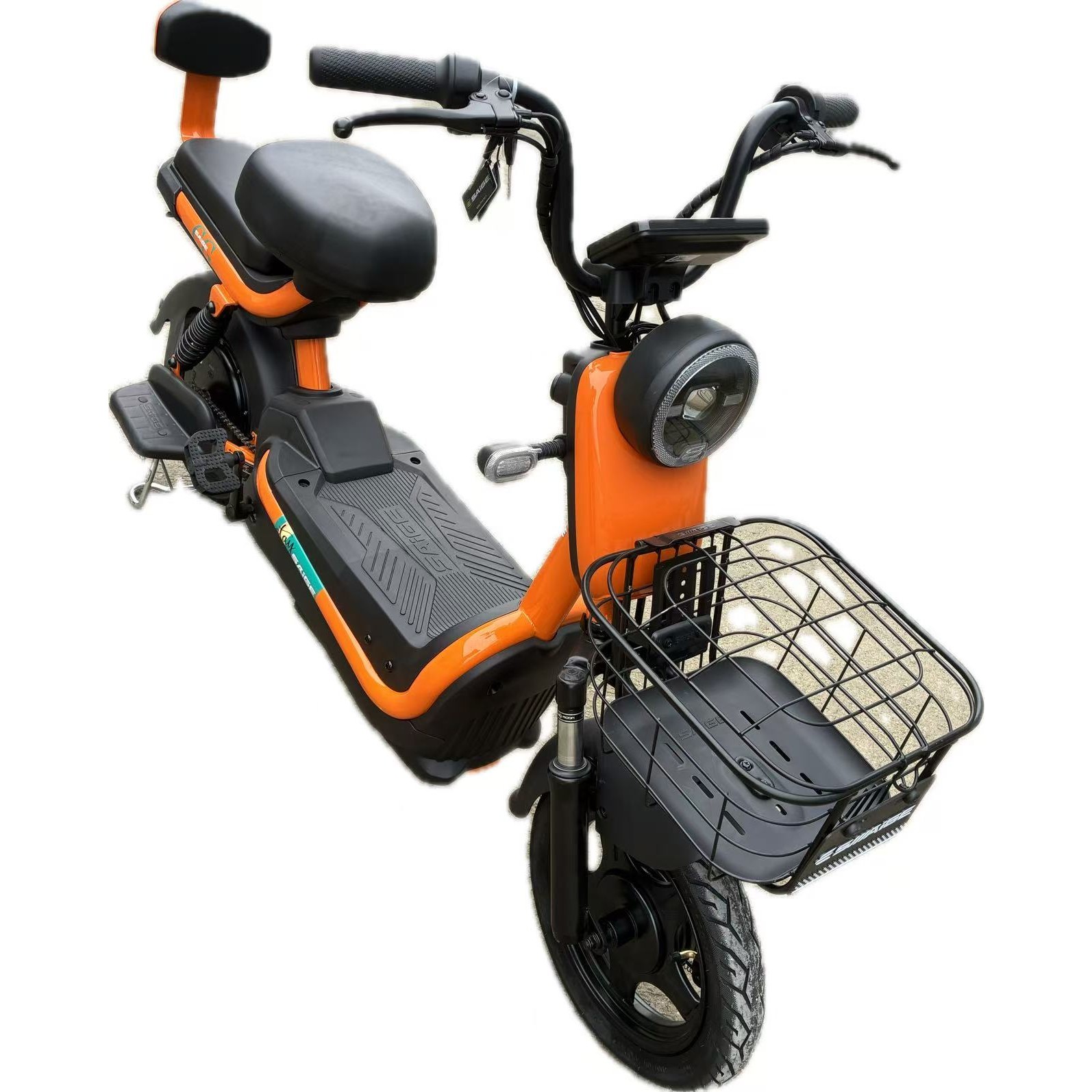Scuter Electric KG, Saige, Fara Permis, Motor 500W, Baterie 48V20Ah, Autonomie 60km, 153x40x85 cm, Viteza Maxima 25km/h, Portocaliu