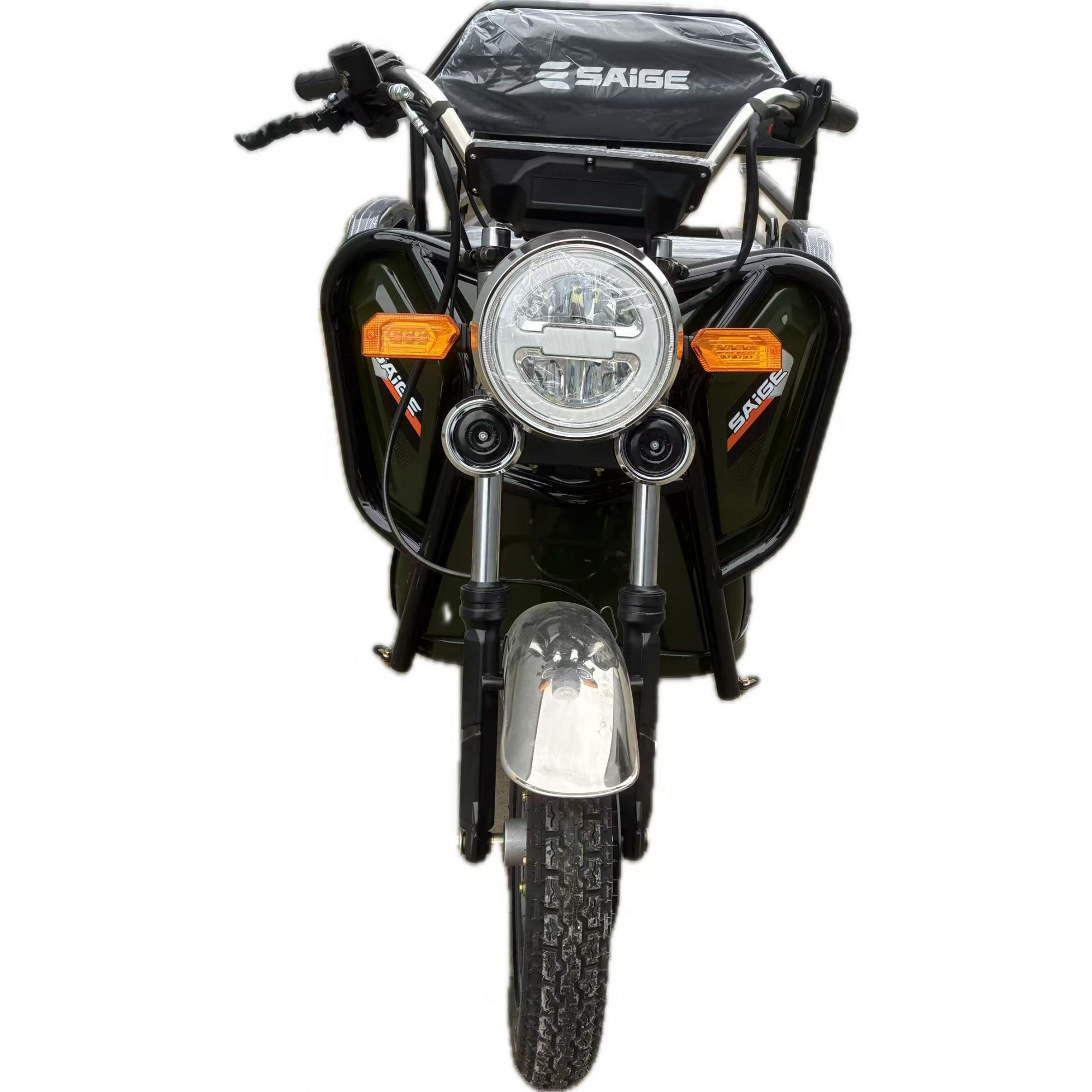 Triciclu Electric de Marfa XPB, Saige, Viteza Maxima 25 km/h, Motor 1600W, Baterie 60V/20Ah, Fara Permis, Mototricicleta Electrica de Transport, Verde