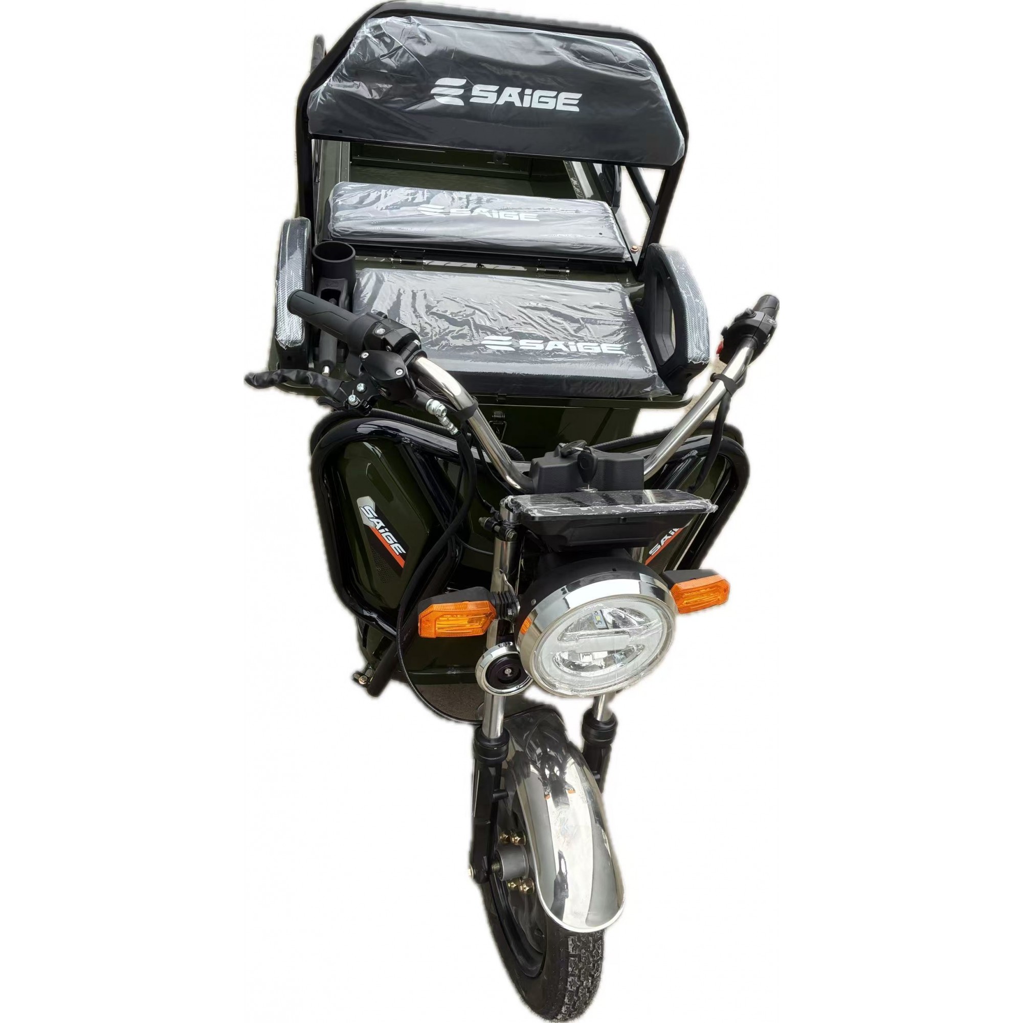 Triciclu Electric de Marfa XPB, Saige, Viteza Maxima 25 km/h, Motor 1600W, Baterie 60V/20Ah, Fara Permis, Mototricicleta Electrica de Transport, Verde