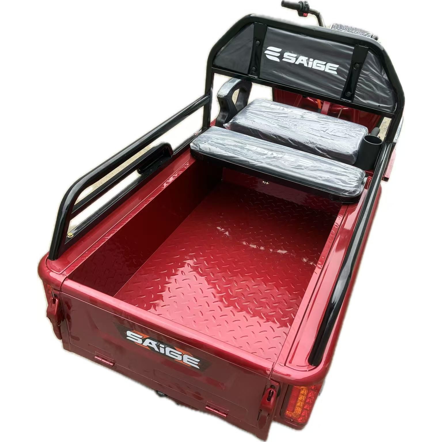 Triciclu Electric de Marfa XPB, Saige, Viteza Maxima 25 km/h, Motor 1600W, Baterie 60V/20Ah, Fara Permis, Mototricicleta Electrica de Transport, Rosu