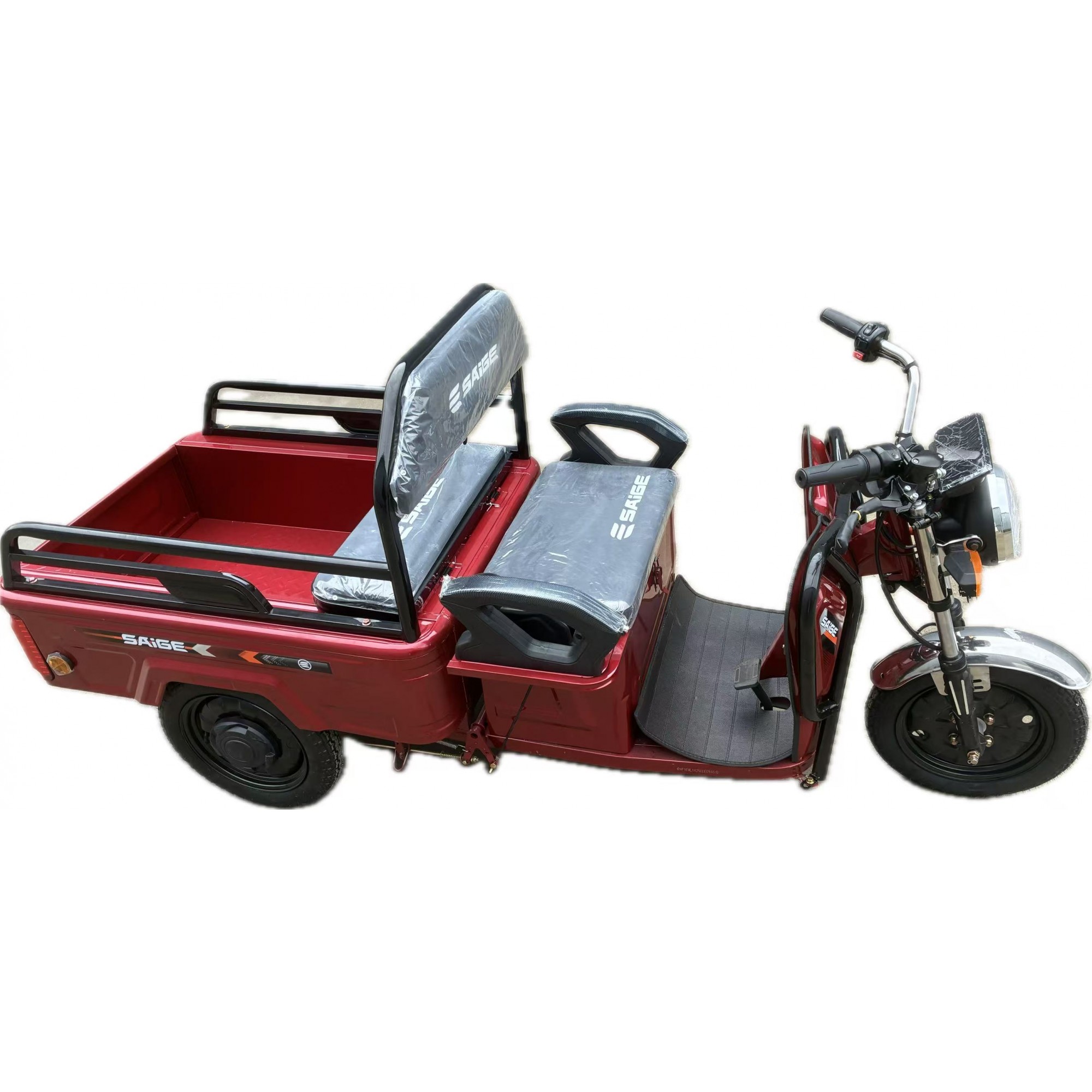 Triciclu Electric de Marfa XPB, Saige, Viteza Maxima 25 km/h, Motor 1600W, Baterie 60V/20Ah, Fara Permis, Mototricicleta Electrica de Transport, Rosu