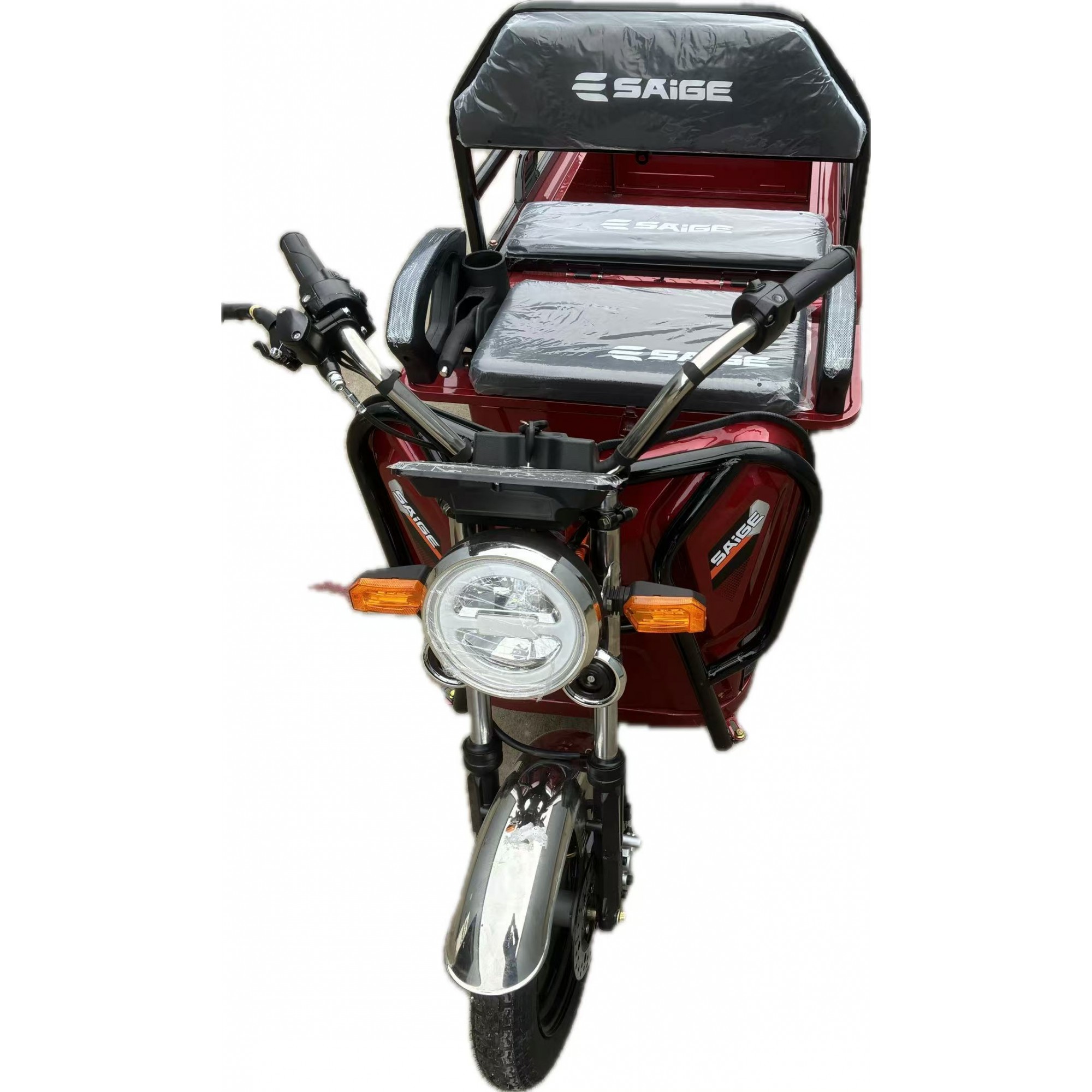 Triciclu Electric de Marfa XPB, Saige, Viteza Maxima 25 km/h, Motor 1600W, Baterie 60V/20Ah, Fara Permis, Mototricicleta Electrica de Transport, Rosu