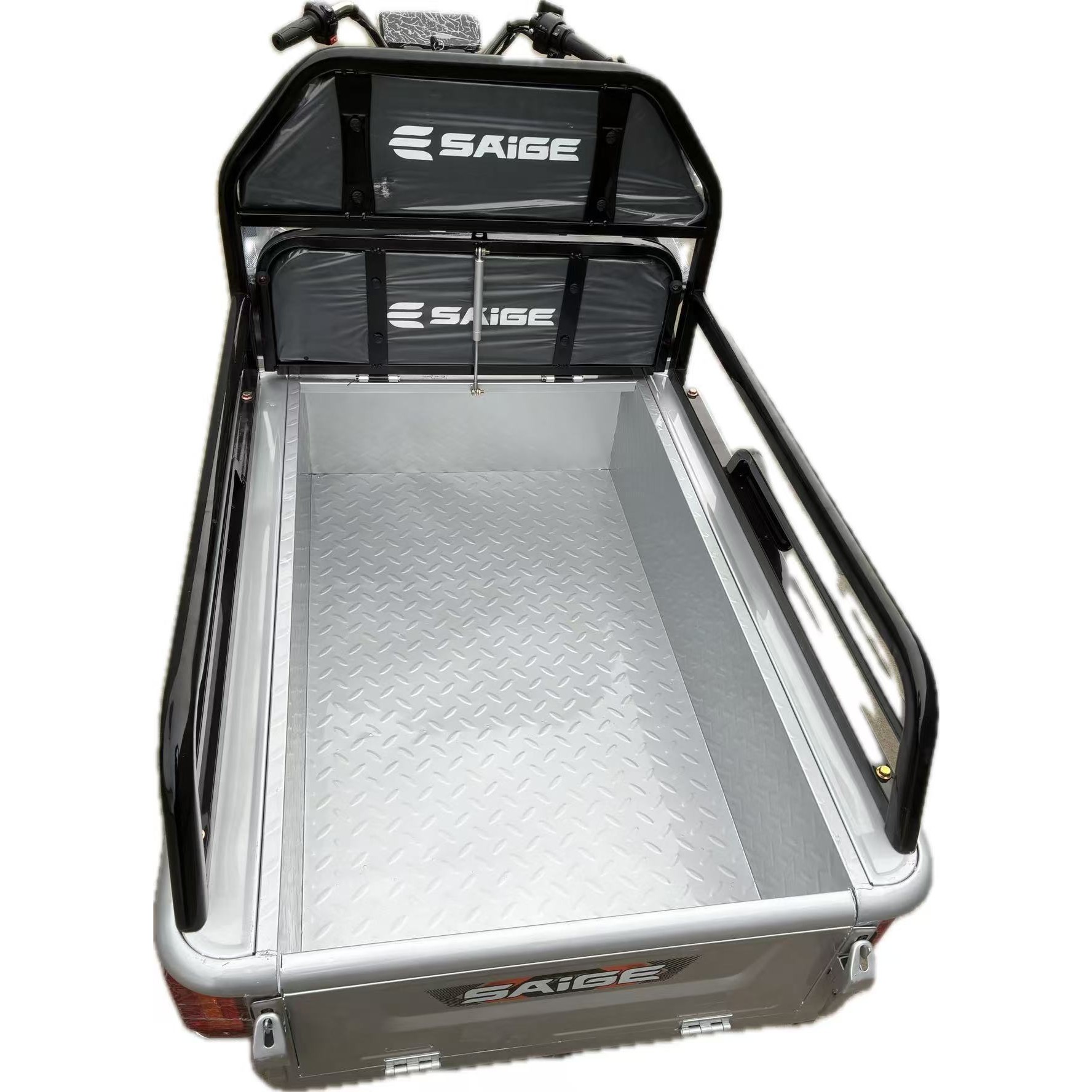 Triciclu Electric de Marfa XPB, Saige, Viteza Maxima 25 km/h, Motor 1600W, Baterie 60V/20Ah, Fara Permis, Mototricicleta Electrica de Transport, Gri