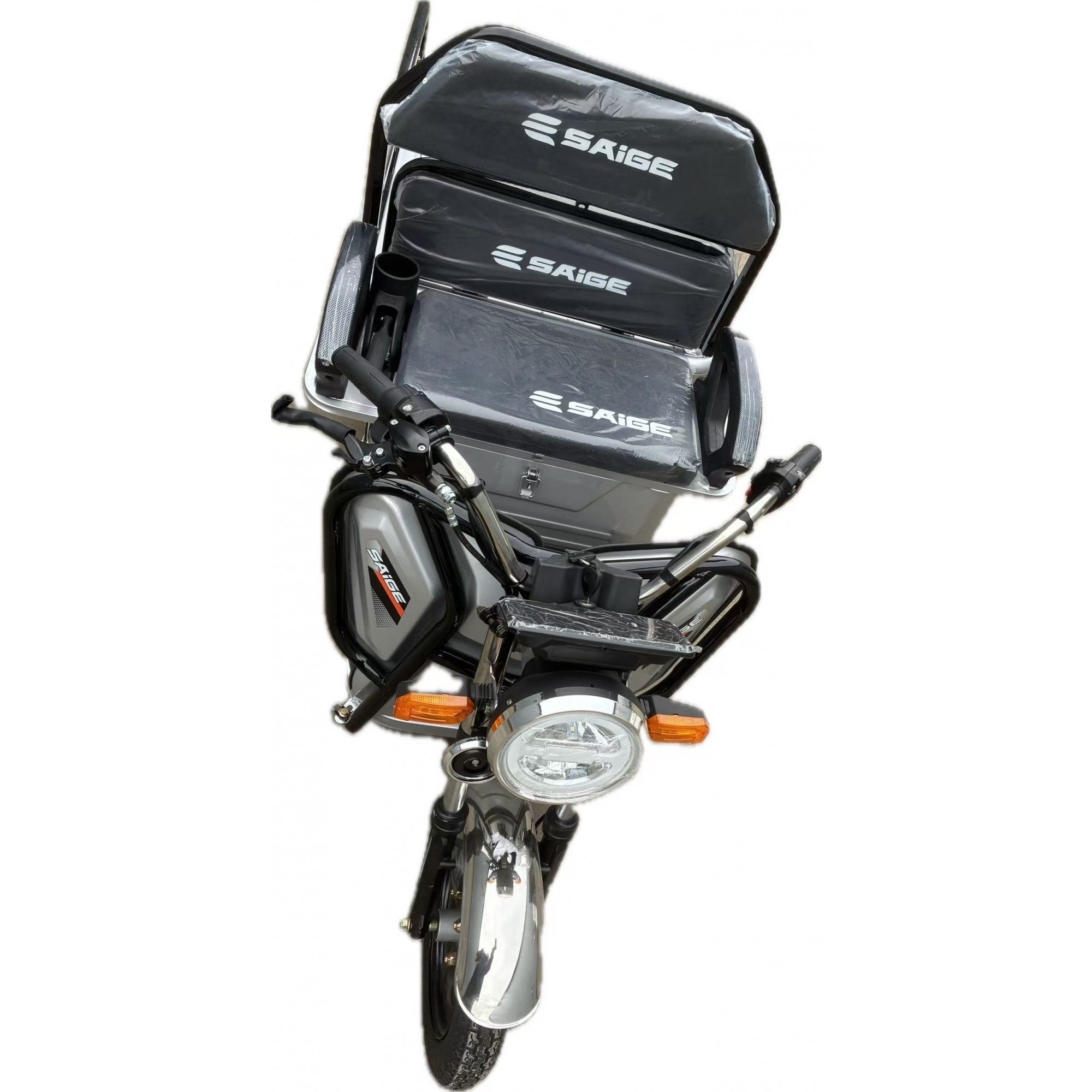 Triciclu Electric de Marfa XPB, Saige, Viteza Maxima 25 km/h, Motor 1600W, Baterie 60V/20Ah, Fara Permis, Mototricicleta Electrica de Transport, Gri