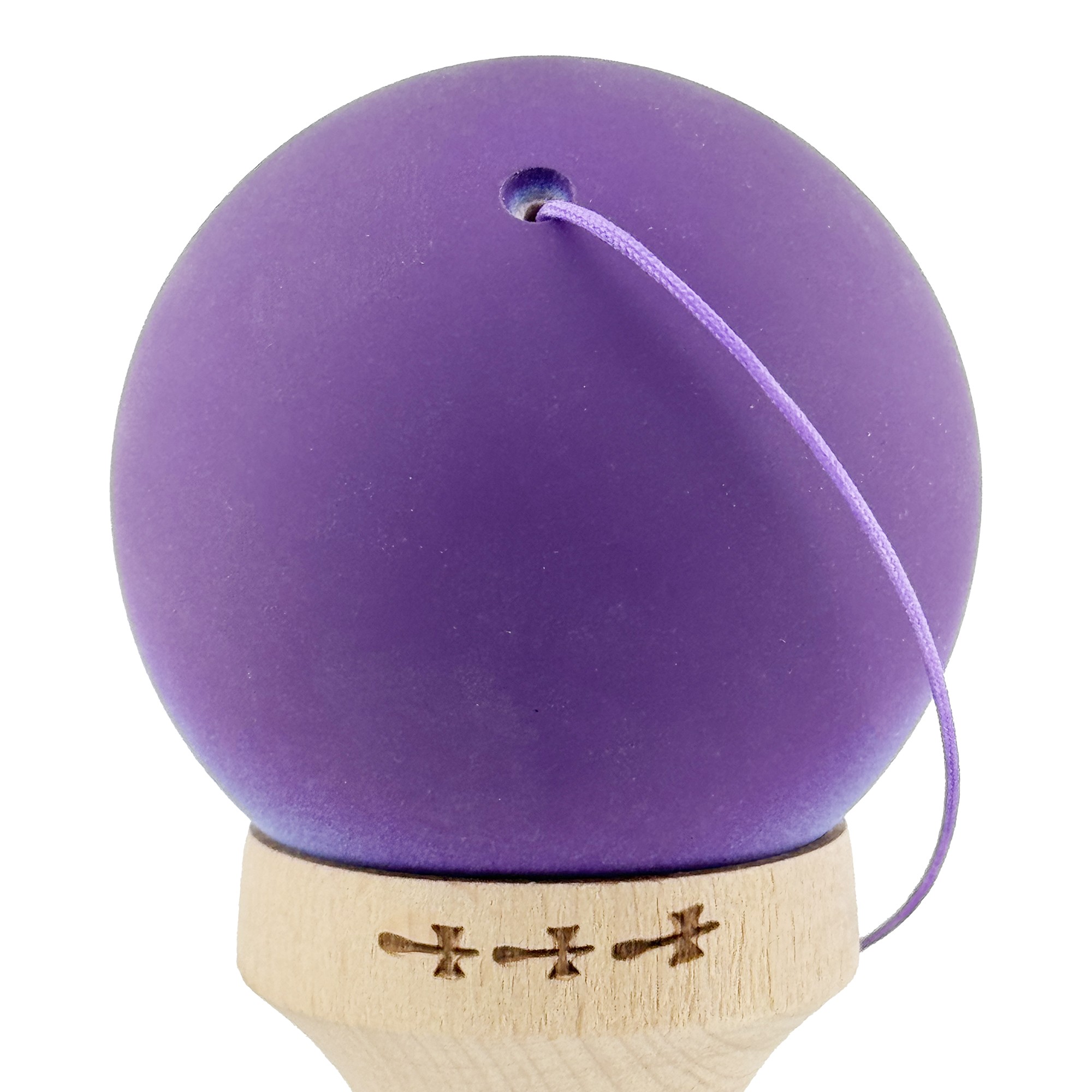 Kendama X Originala, Profesionala, Flippy, Big Cups V2, Rubber Grip cu Cupe Mari, Rulment Metalic cu Ata 55 cm, Violet/Albastru