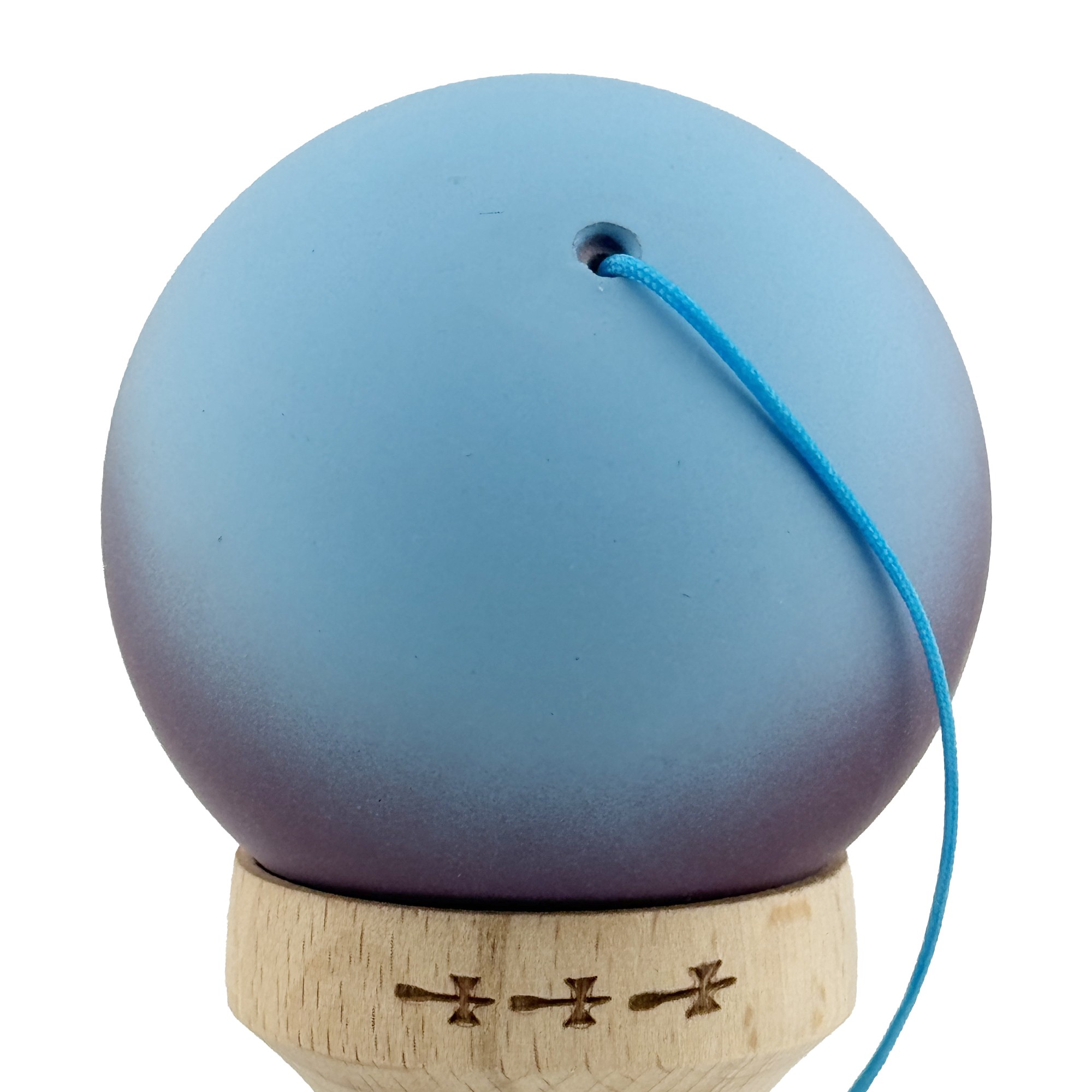 Kendama X Originala, Profesionala, Flippy, Big Cups V2, Rubber Grip cu Cupe Mari, Rulment Metalic cu Ata 55 cm, Gradient Albastru/Mov/Roz