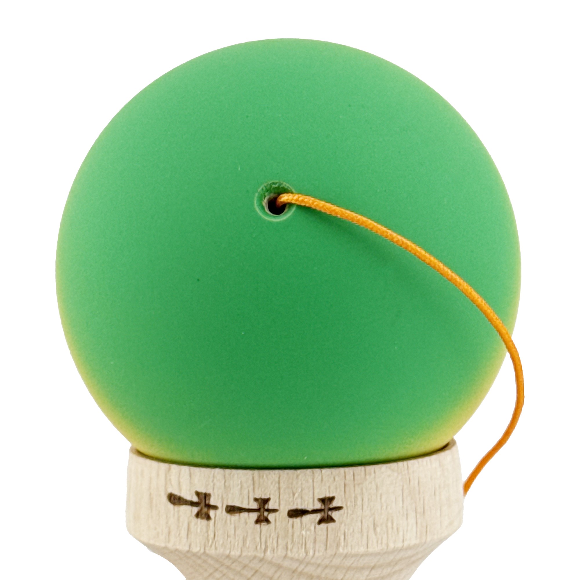 Kendama X Originala, Profesionala, Flippy, Big Cups V2, Rubber Grip cu Cupe Mari, Rulment Metalic cu Ata 55 cm, Verde/Galben/Rosu