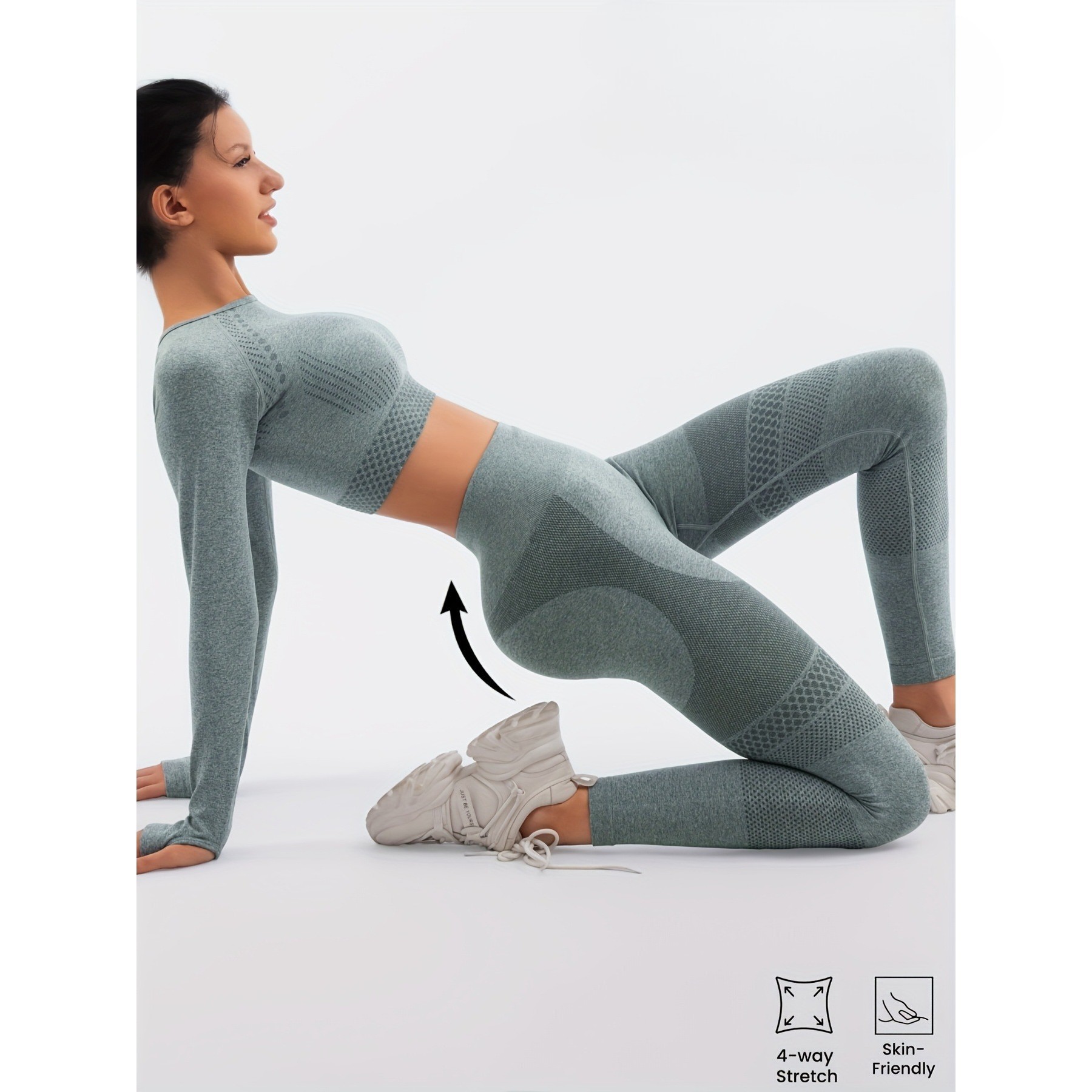 Costum Sport de Dama, Flippy, pentru Yoga, Talie Inalta, Top Scurt, Elastic, Verde Menta, Marime S