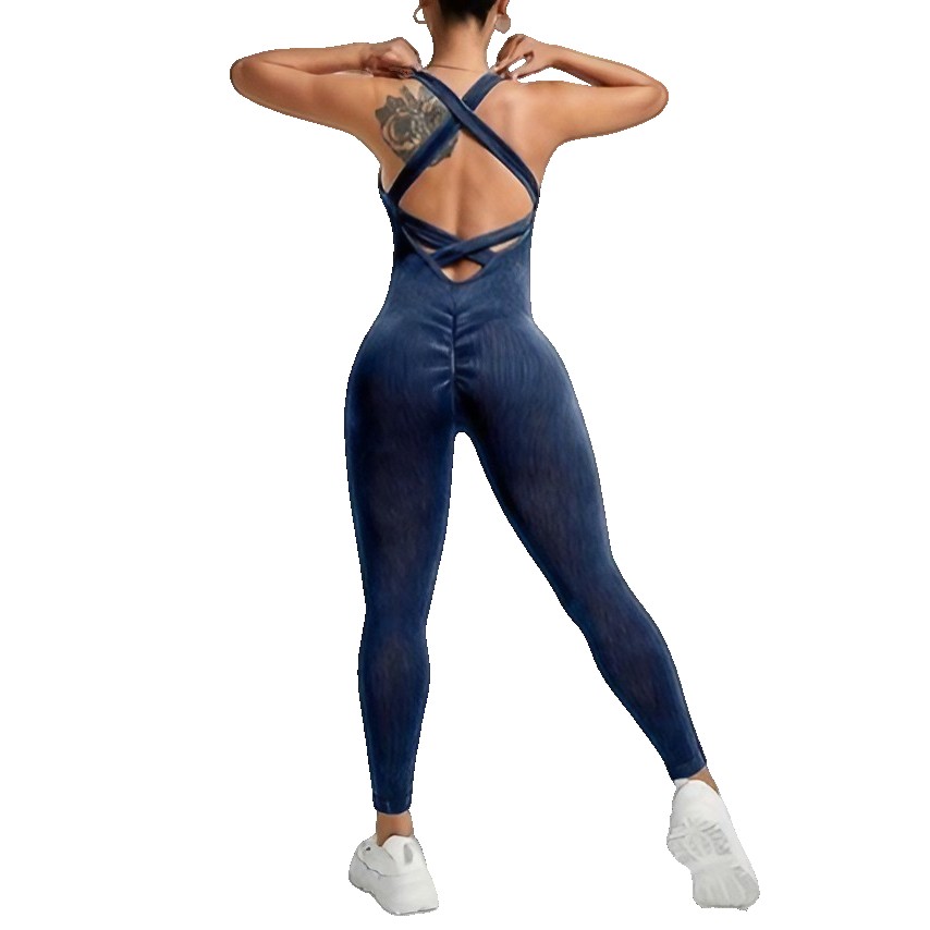 Costum Sport de Dama, Flippy, One Piece, pentru Yoga, Elastic, Fara Cusaturi, Albastru Marin, Marime M
