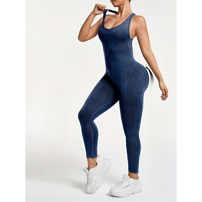 Costum Sport de Dama, Flippy, One Piece, pentru Yoga, Elastic, Fara Cusaturi, Albastru Marin, Marime L