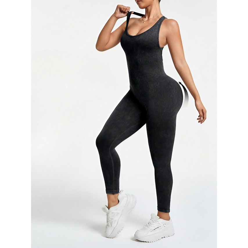 Costum Sport de Dama, Flippy, One Piece, pentru Yoga, Elastic, Fara Cusaturi, Negru, Marime M