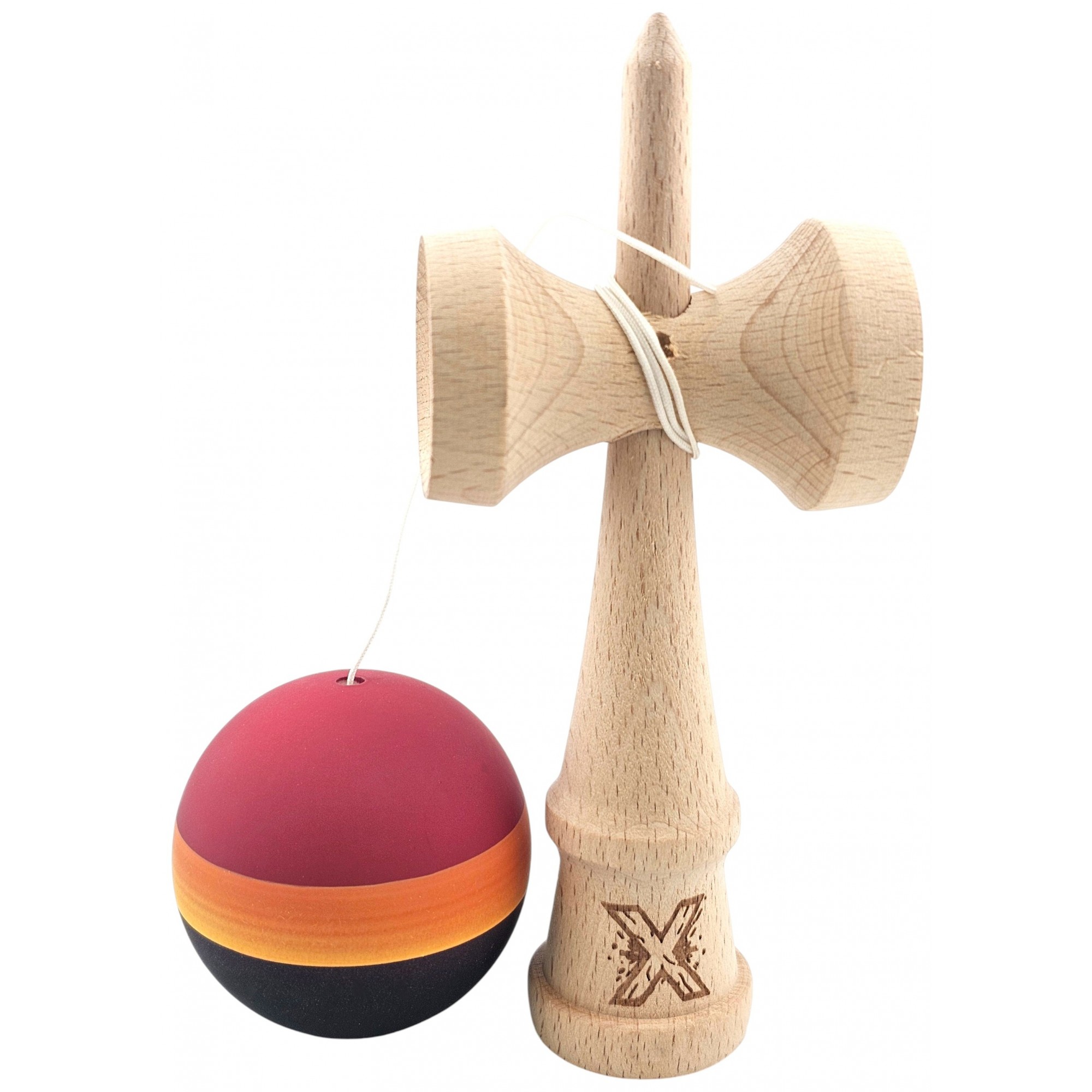 Kendama Originala X, Profesionala, Flippy, Rubber Grip, din Lemn, 18 cm, Rosu/Galben/Negru Kendama Originala X, Profesionala, Flippy, Rubber Grip, din Lemn, 18 cm, Rosu/Galben/Negru