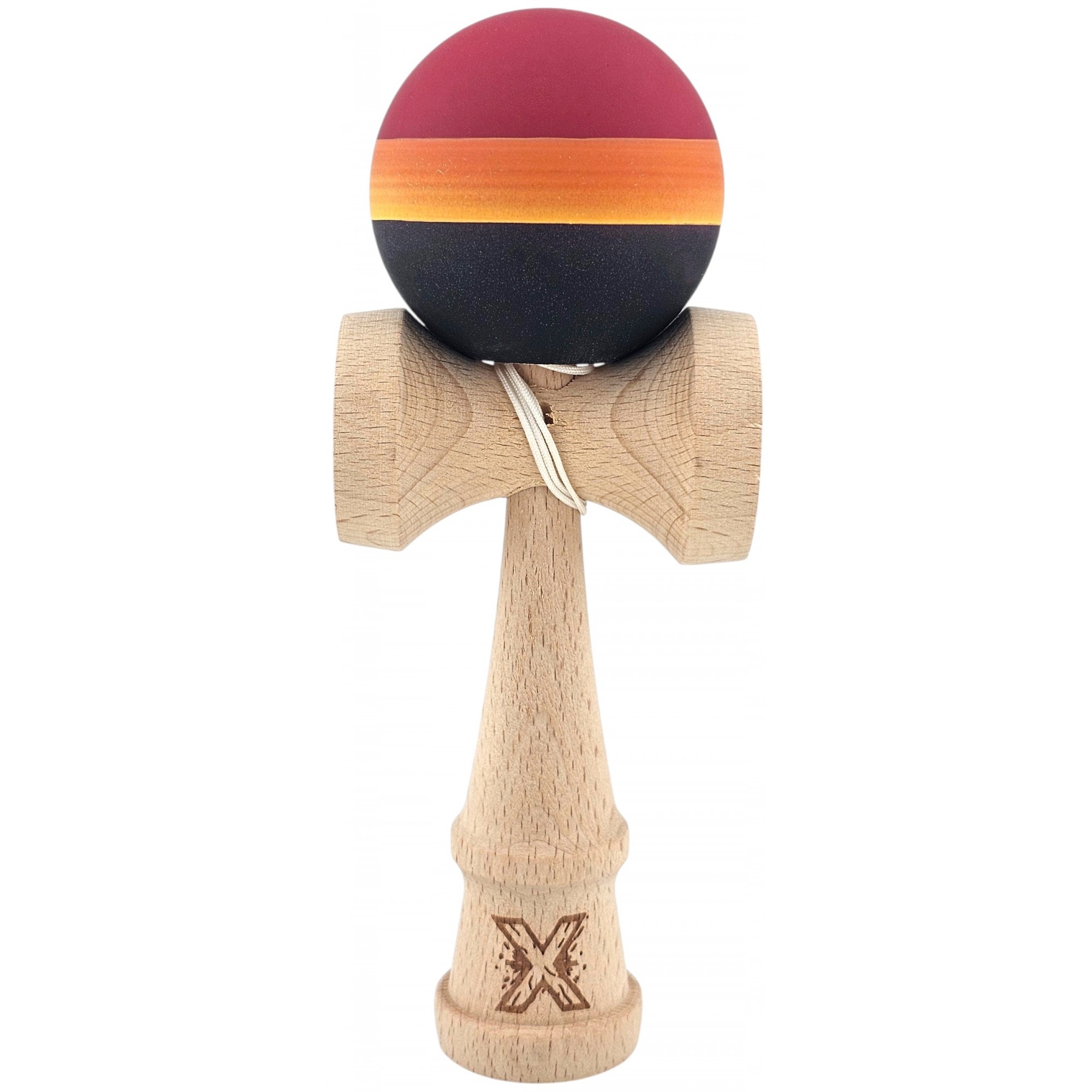 Kendama Originala X, Profesionala, Flippy, Rubber Grip, din Lemn, 18 cm, Rosu/Galben/Negru Kendama Originala X, Profesionala, Flippy, Rubber Grip, din Lemn, 18 cm, Rosu/Galben/Negru