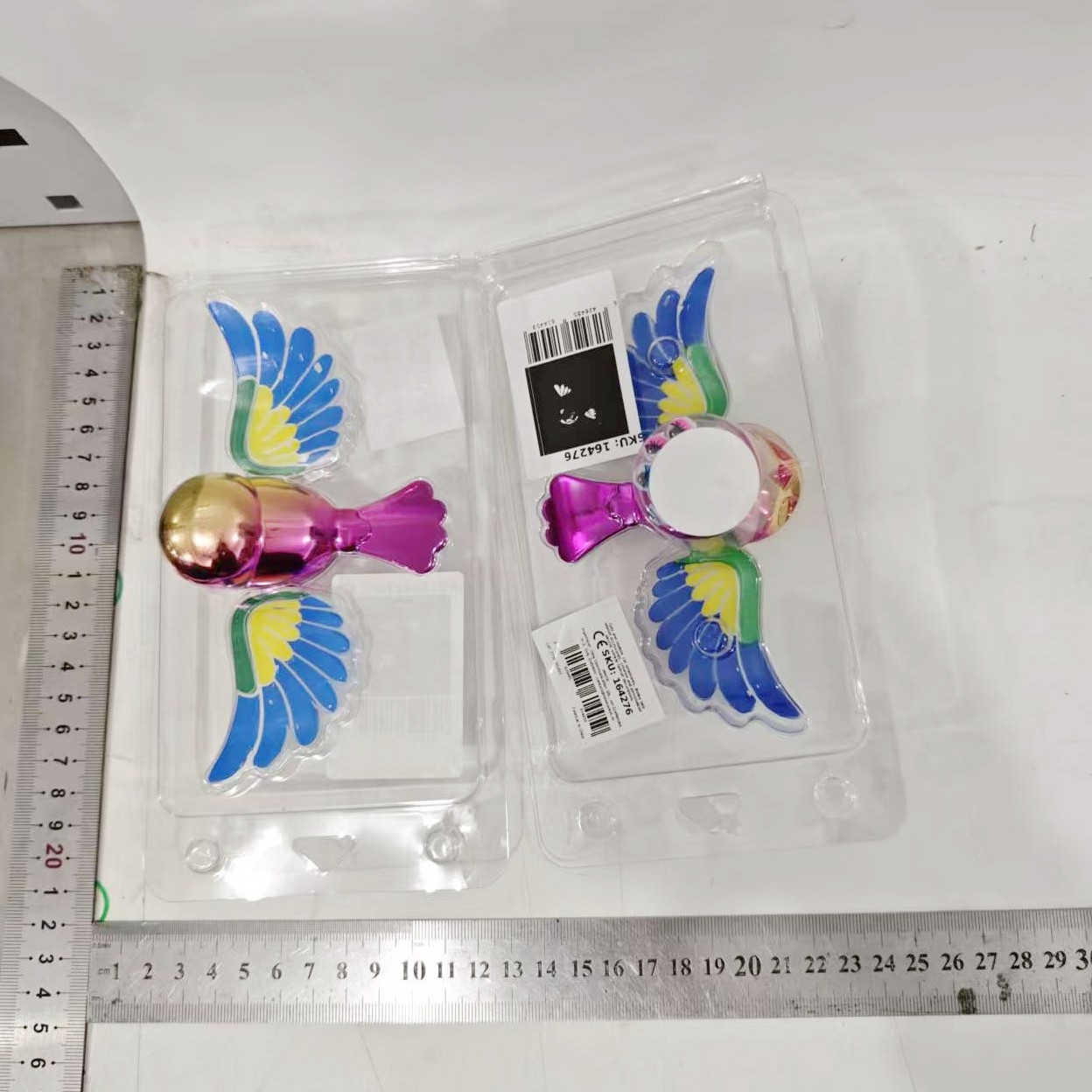 Ornament Decorativ Auto, Flippy, Model Pasare Zburatoare pentru Moto/Auto, din plastic Rezistent, 14.5 x 8 x 5, Mov/Multicolor