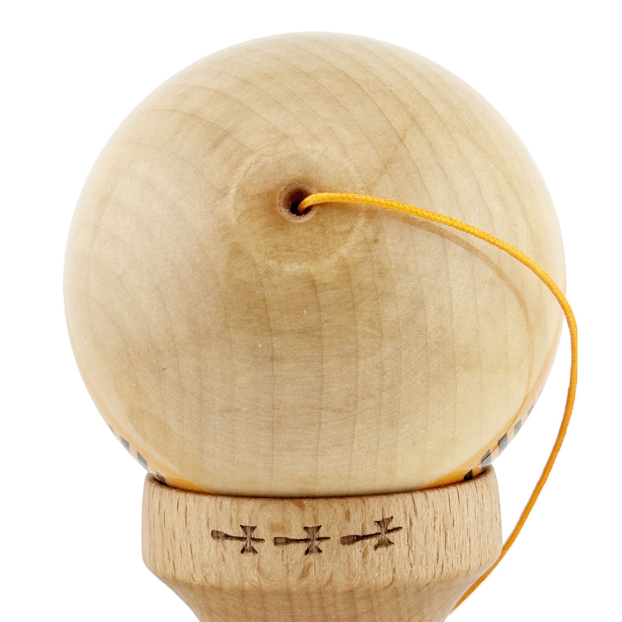 Kendama X FREQUENCY Originala, Profesionala, Flippy, Big Cups V2, Super Sticky cu Cupe Mari, Rulment Metalic, din lemn 18 cm, Ata 55 cm, Portocaliu/Maro