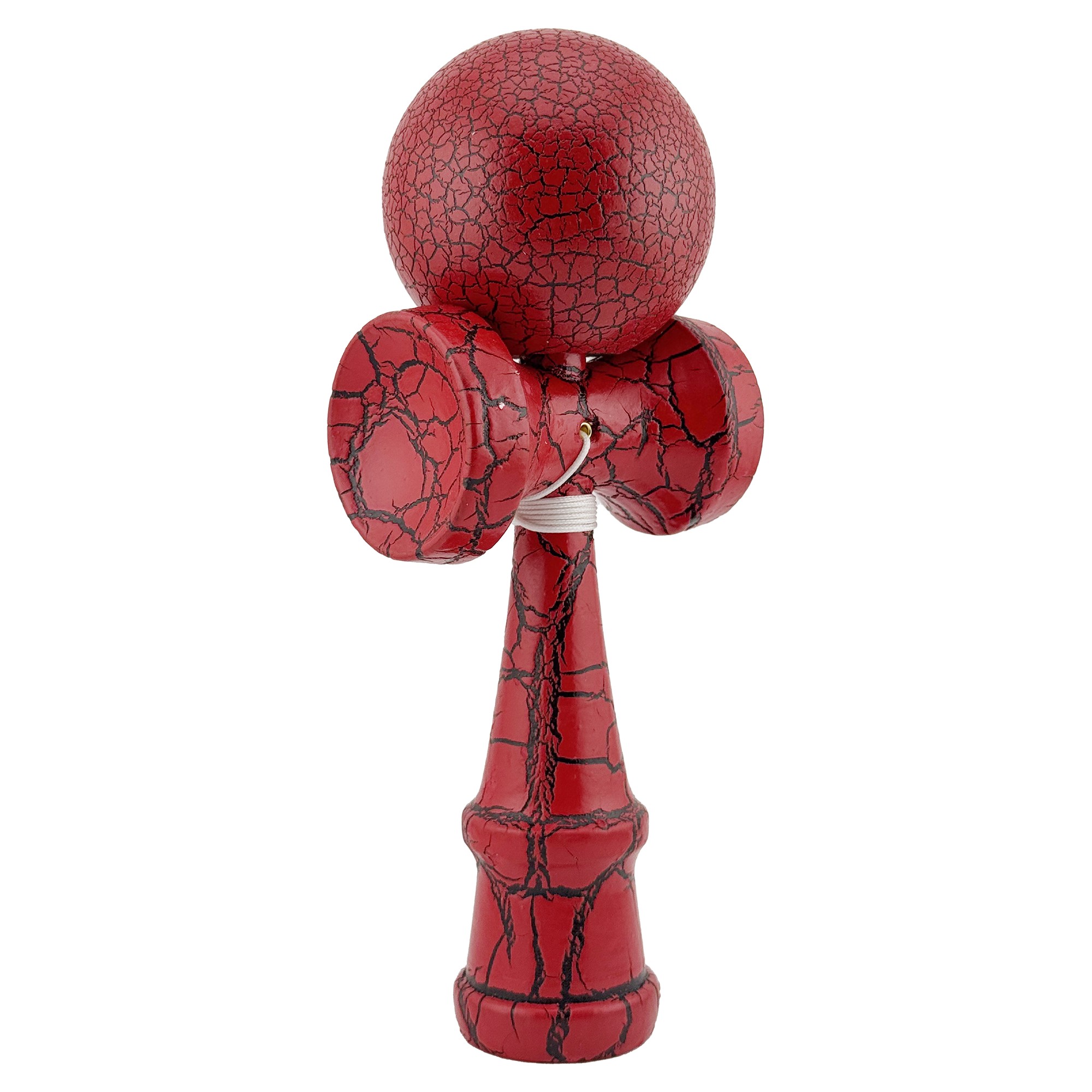 Kendama X Originala, Profesionala, , Kendama Cracked, din Lemn, 18 cm, Rosu/Negru 2
