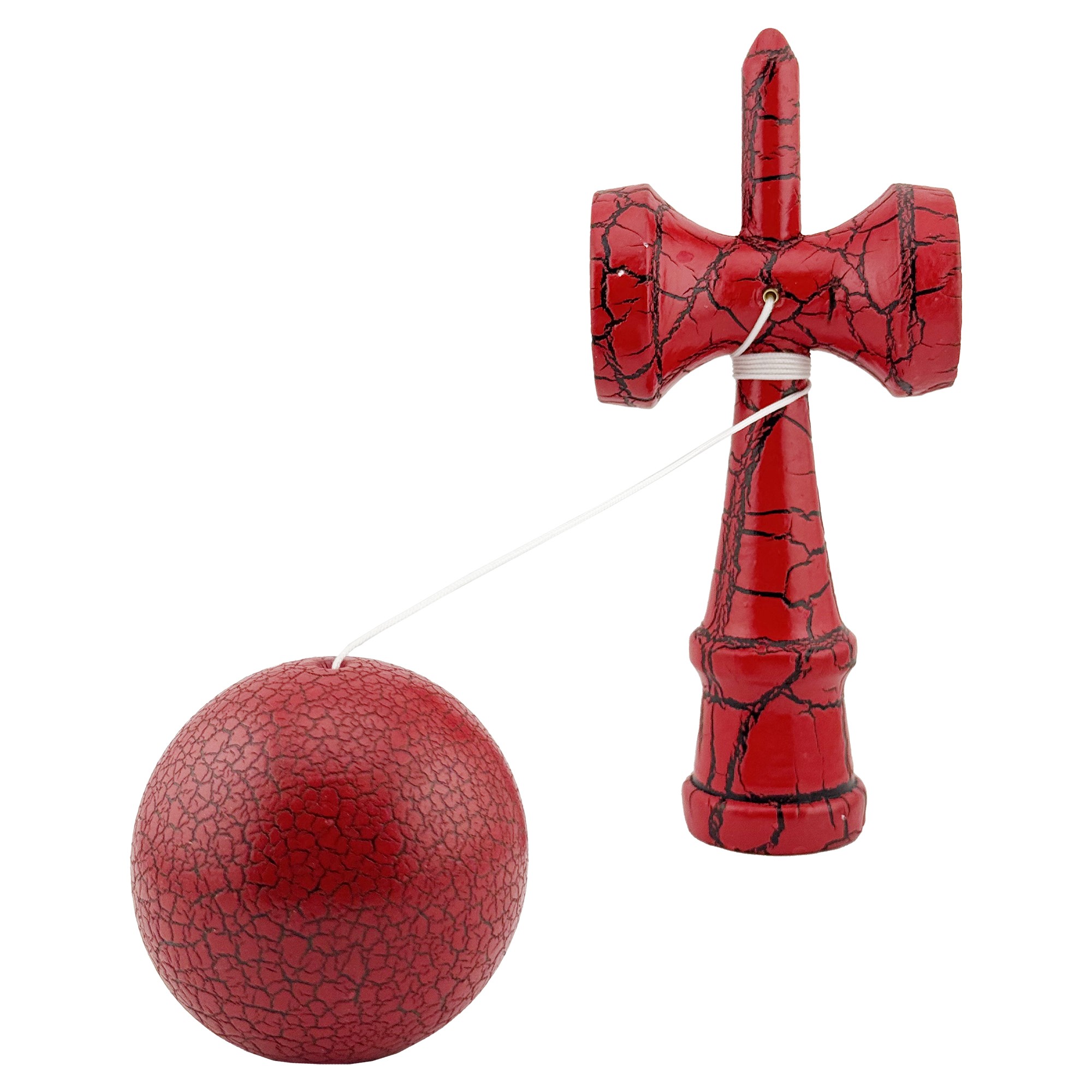 Kendama X Originala, Profesionala, , Kendama Cracked, din Lemn, 18 cm, Rosu/Negru 3