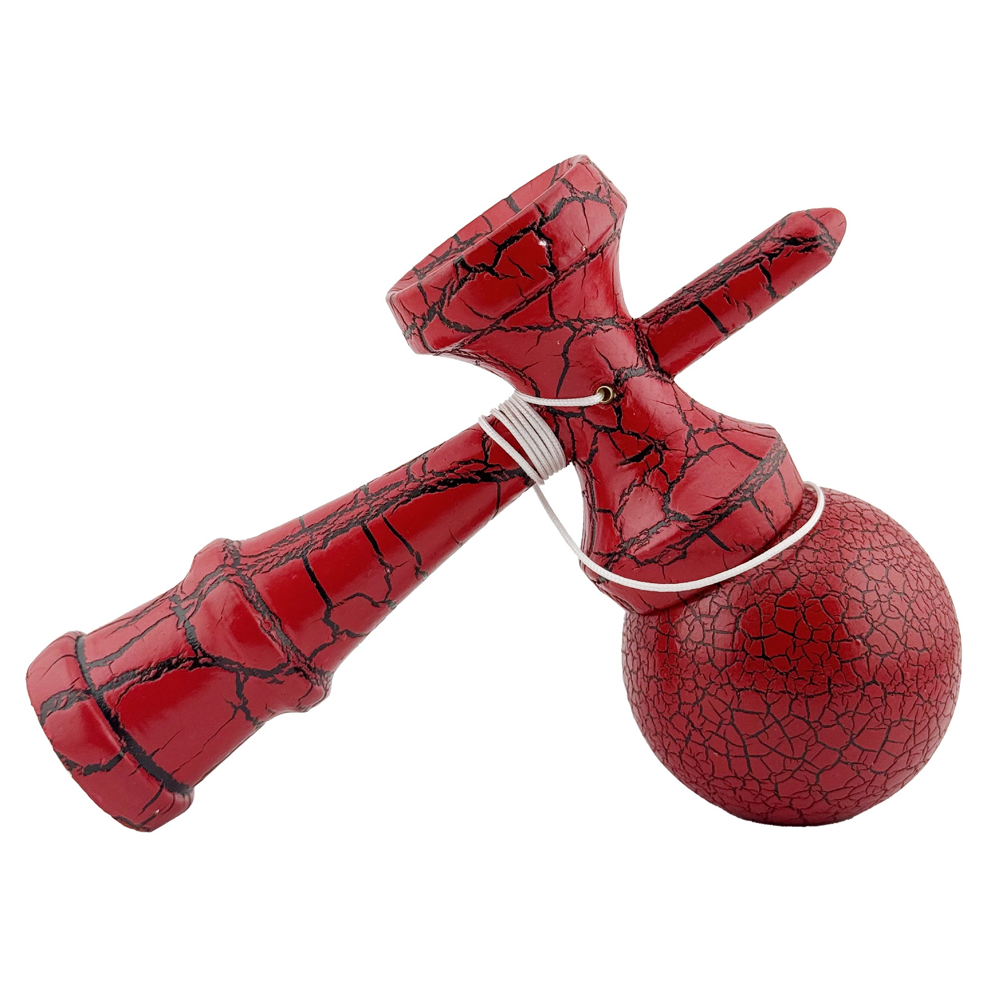Kendama X Originala, Profesionala, , Kendama Cracked, din Lemn, 18 cm, Rosu/Negru 4