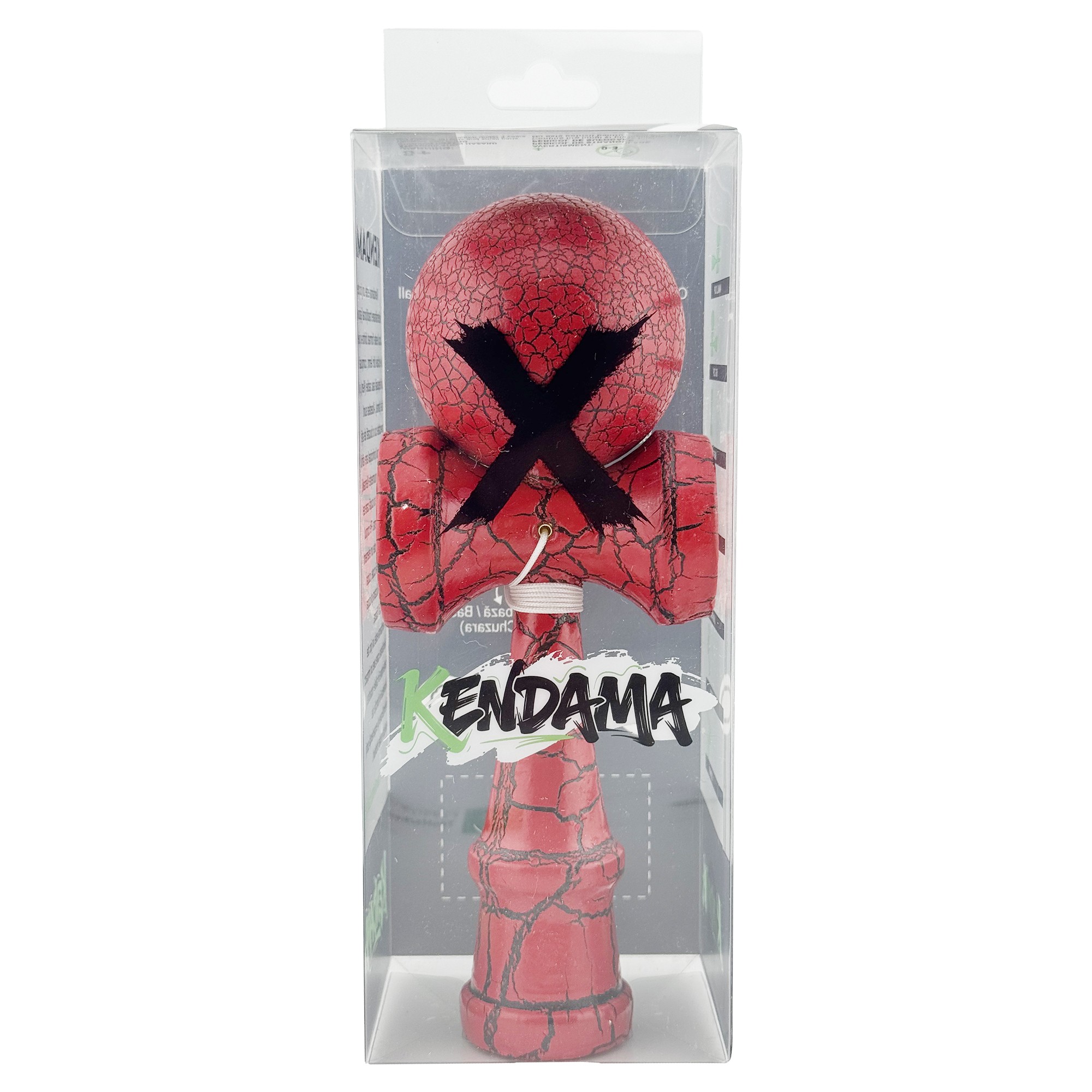 Kendama X Originala, Profesionala, , Kendama Cracked, din Lemn, 18 cm, Rosu/Negru 5
